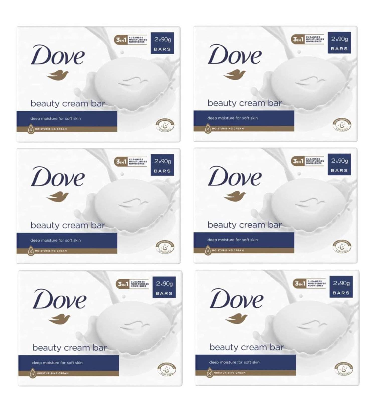  Dove Dove Beauty Cream Bar Solid Soap Various Fragrances 2 x 90 g (6 Units Original) - Buy Online on GoSupps.com