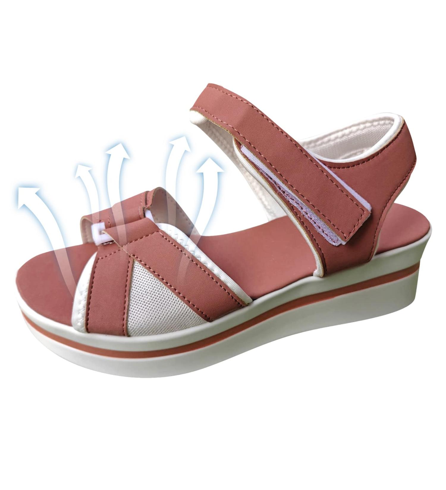 Juzinqu Women Sandals - Thick Sole Flat Hiking Sandals with Adjustable Straps for Beach & Shopping - Pink 36 EU - Buy Online on GoSupps.com