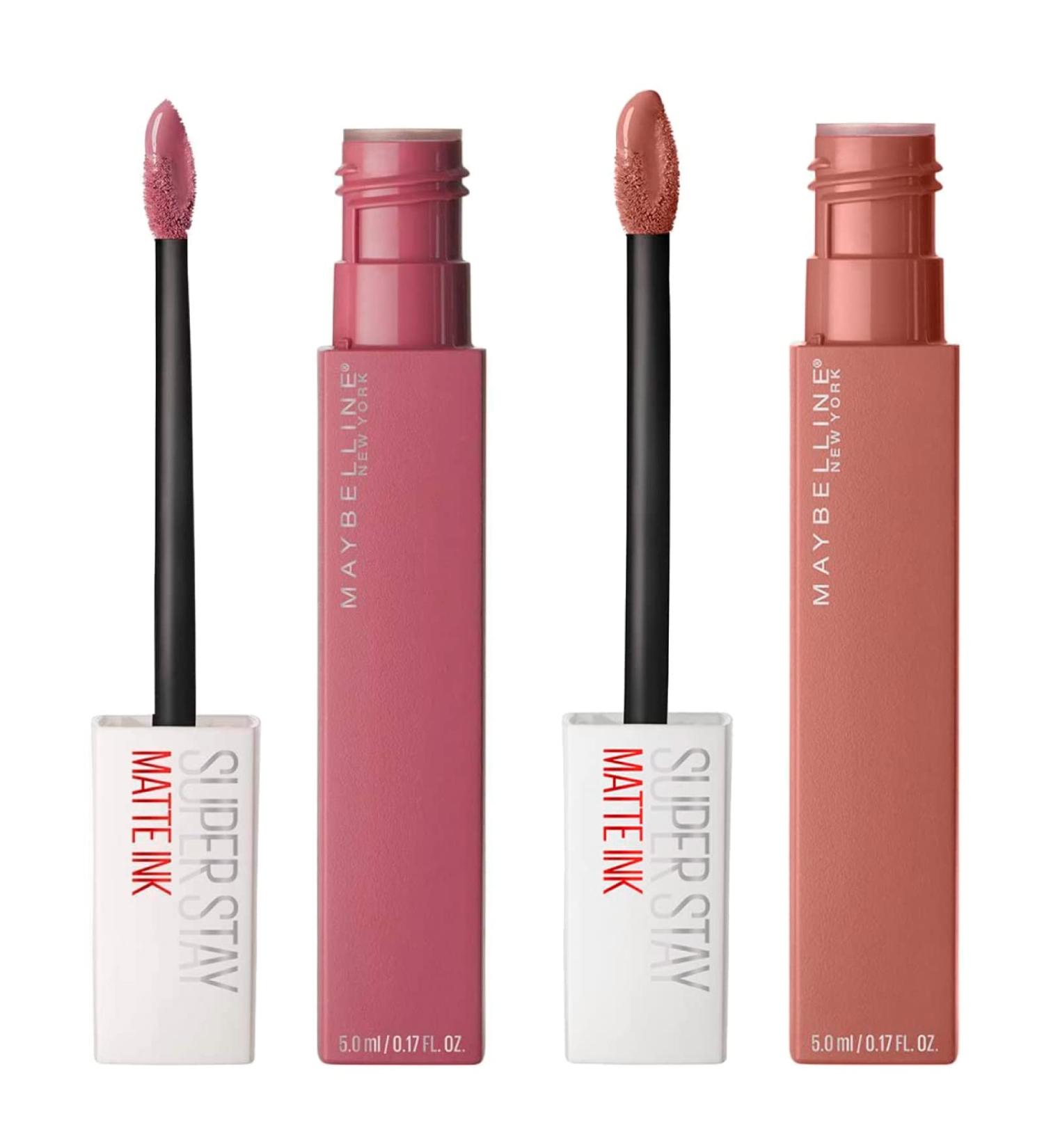 Maybelline New York SuperStay Matte Ink Lip Tint Color 15 Lover + SuperStay Matte Ink Lip Tint Color 65 Seductress - 2 Lipsticks with Tip Applicator - Buy Online on GoSupps.com