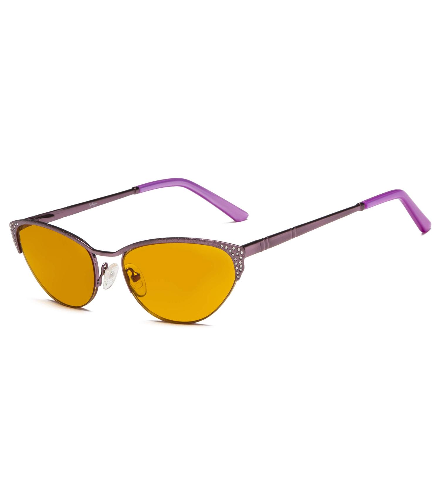 Eyekepper Cat-Eye Computer Gaming Glasses - UV400 Anti-Glare 96.9% Blue Light Blocking Purple Tinted Lens for Women - Sleep Better with Stylish Readers +1.50 Lens - Buy Online on GoSupps.com