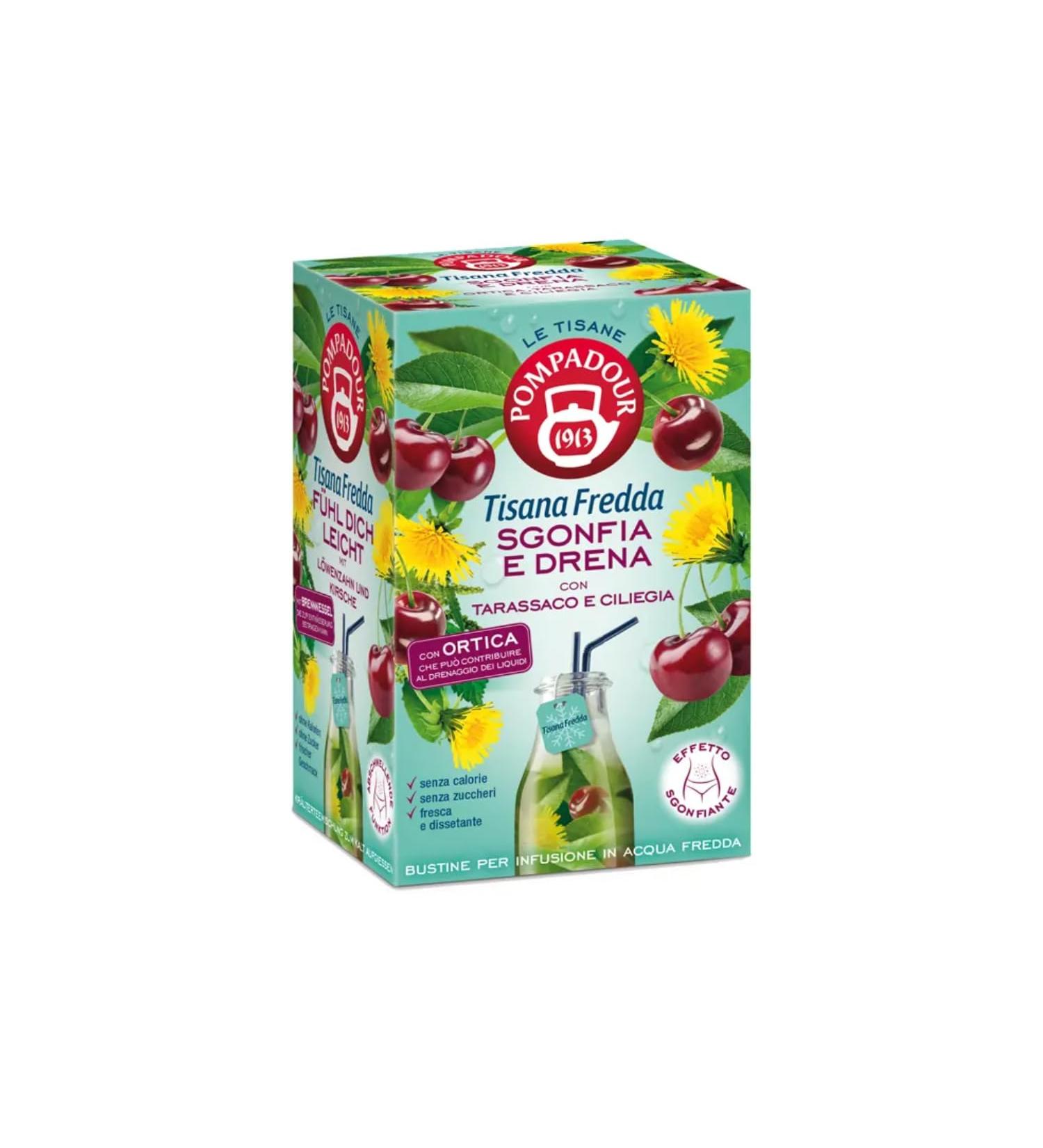  Pompadour Pompadour | Cold Infusion Deflates & Drains - 18 Filters (45 Gr) | Cold Water Infusions Without Caffeine | Dandelion & Cherry Herbal Tea - Buy Online on GoSupps.com