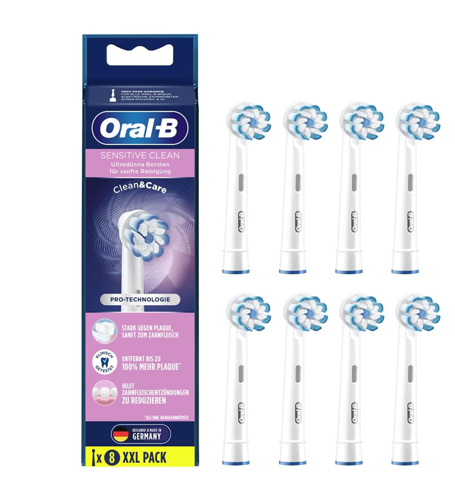 Oral-B Sensitive Clean Electric Toothbrush Brush Heads - Ultra-Thin Bristles Gentle Cleaning - 8 Pack Compatible with Oral-B Toothbrushes - Buy Online on GoSupps.com