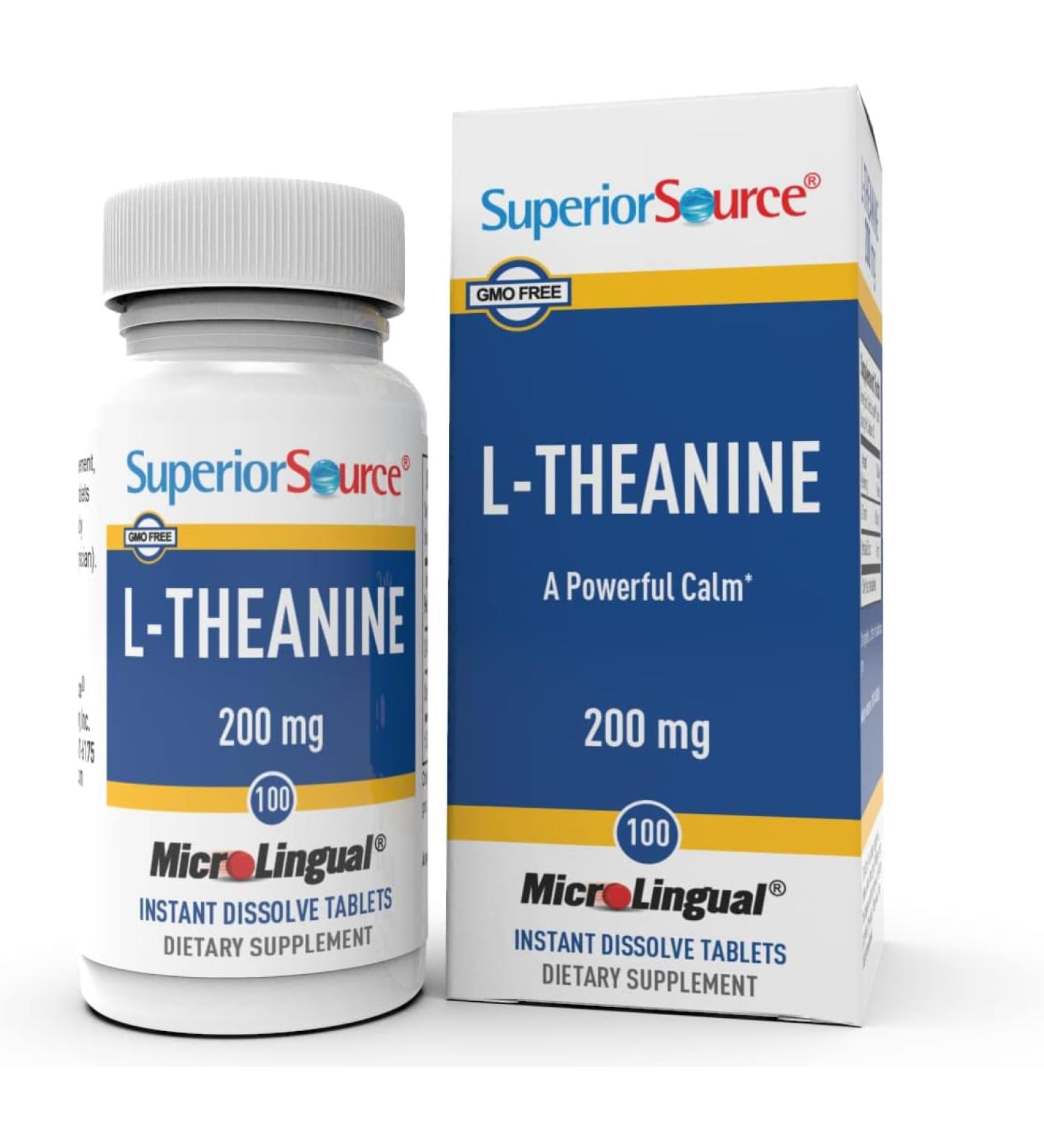 Superior Source L-Theanine 200 mg - MicroLingual Instant Dissolve Tablets | Promotes Relaxation & Restful Sleep | Non-GMO | 100 Ct - Buy Internationally - Buy Online on GoSupps.com
