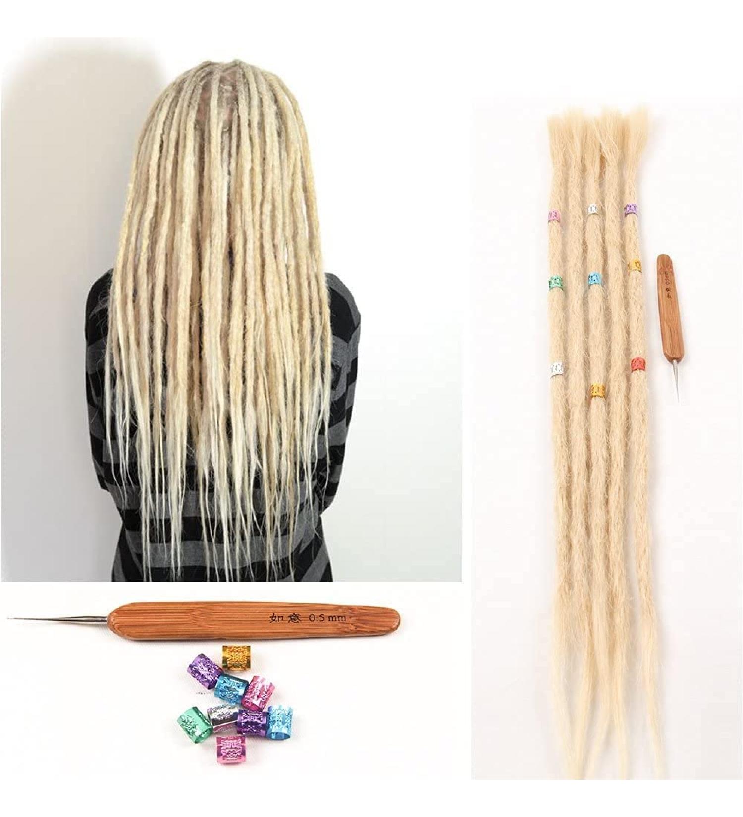 100% Real Hair Dreadlock Extensions - 20 Inch Handmade Crochet Blond Dreads for Men & Women - 5 Strands/Pack - Buy Online on GoSupps.com