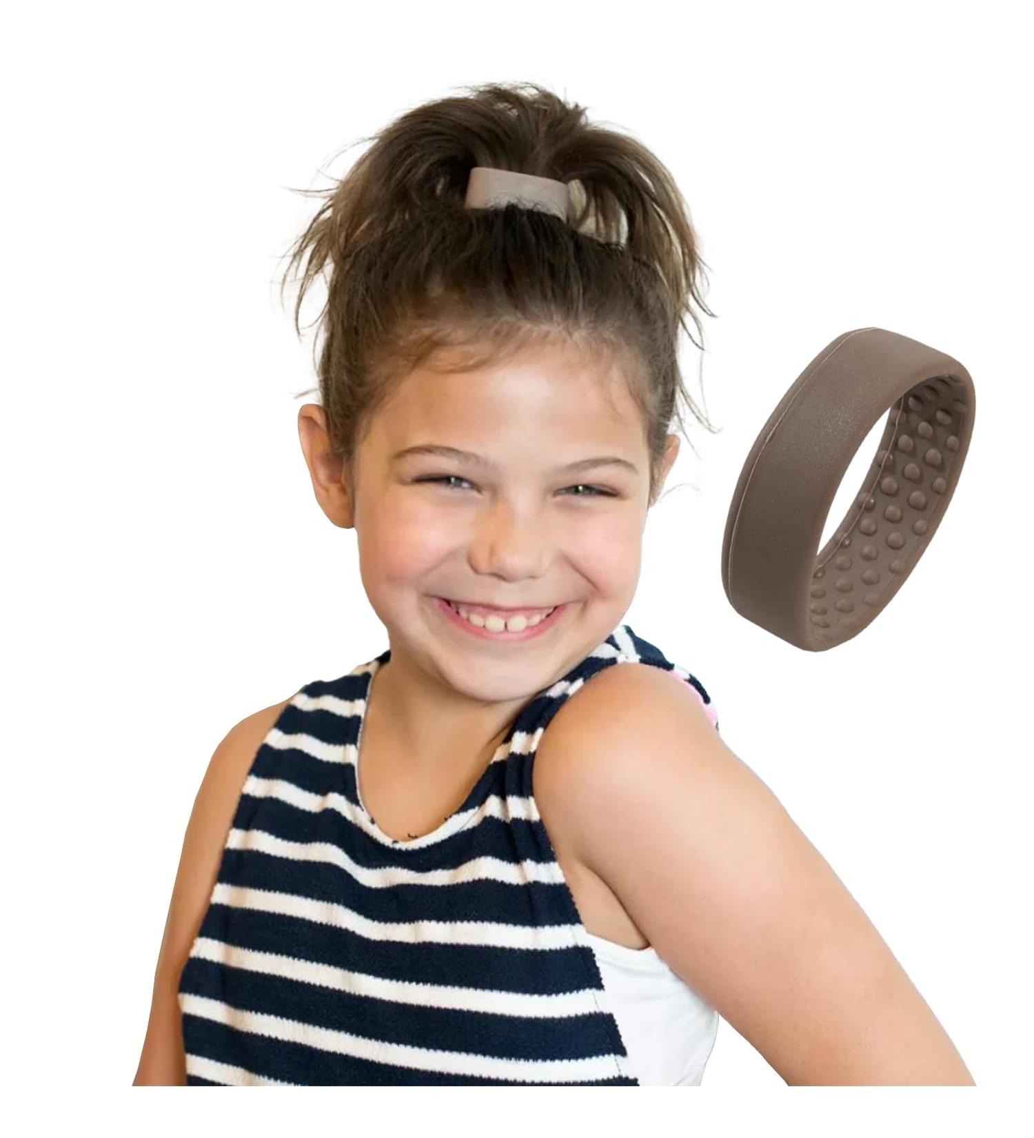 PONY-O Original Patented Cute Hair Accessories for Kids - Revolutionary Ponytail Holder Hair Band - Light Brown