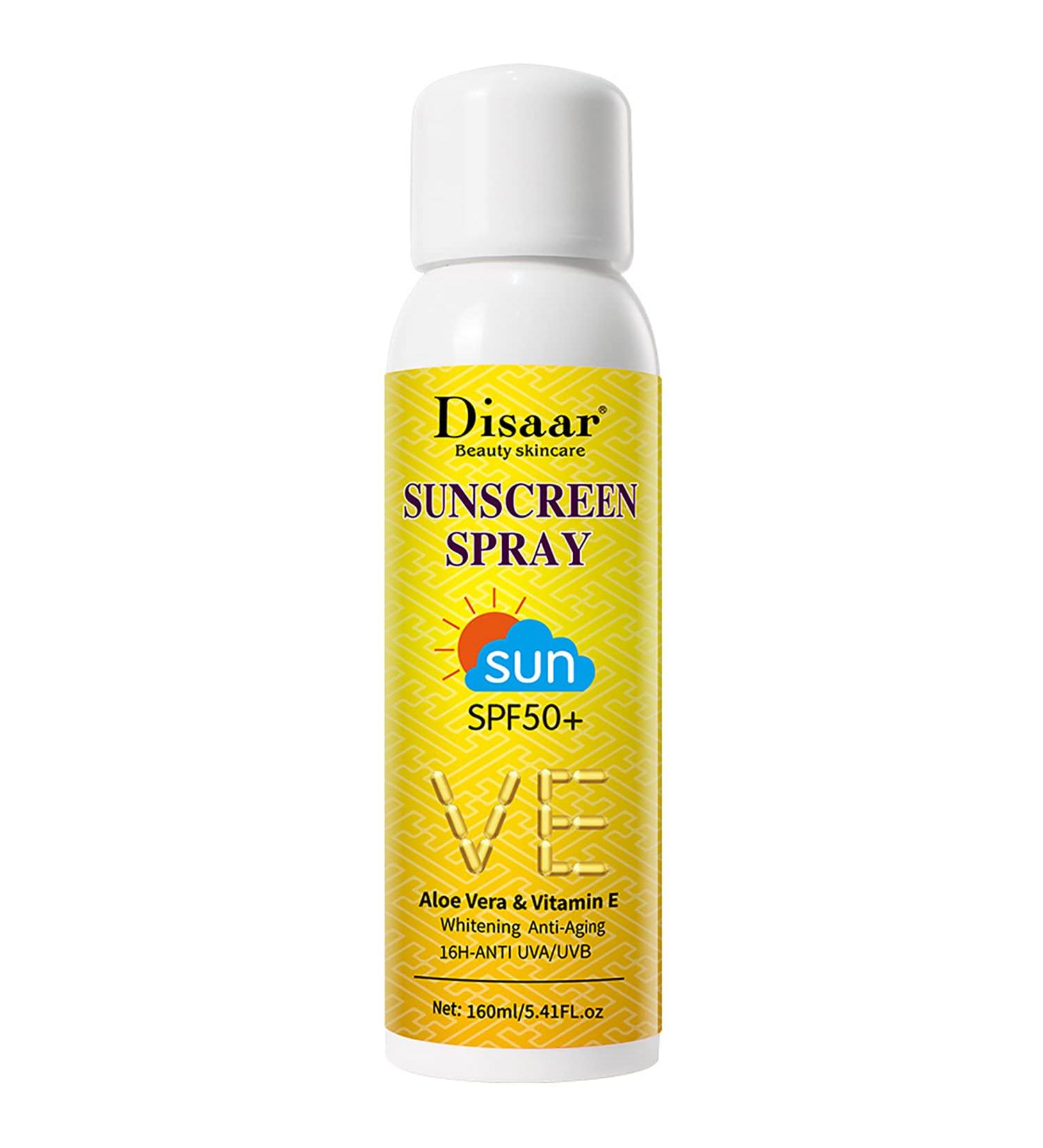 DISAAR BEAUTY Sunscreen Spray SPF50+ with Aloe Vera & Vitamin E - Moisturizing Anti-Aging Protection 160ml - Buy Online on GoSupps.com