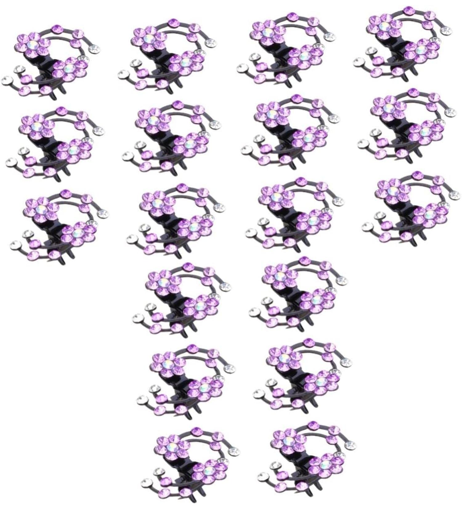 12 pcs Rhinestone Flower Hair Clips for Women - Purple Claw Hair Pins for Bridal & Wedding Accessories - Buy Online on GoSupps.com