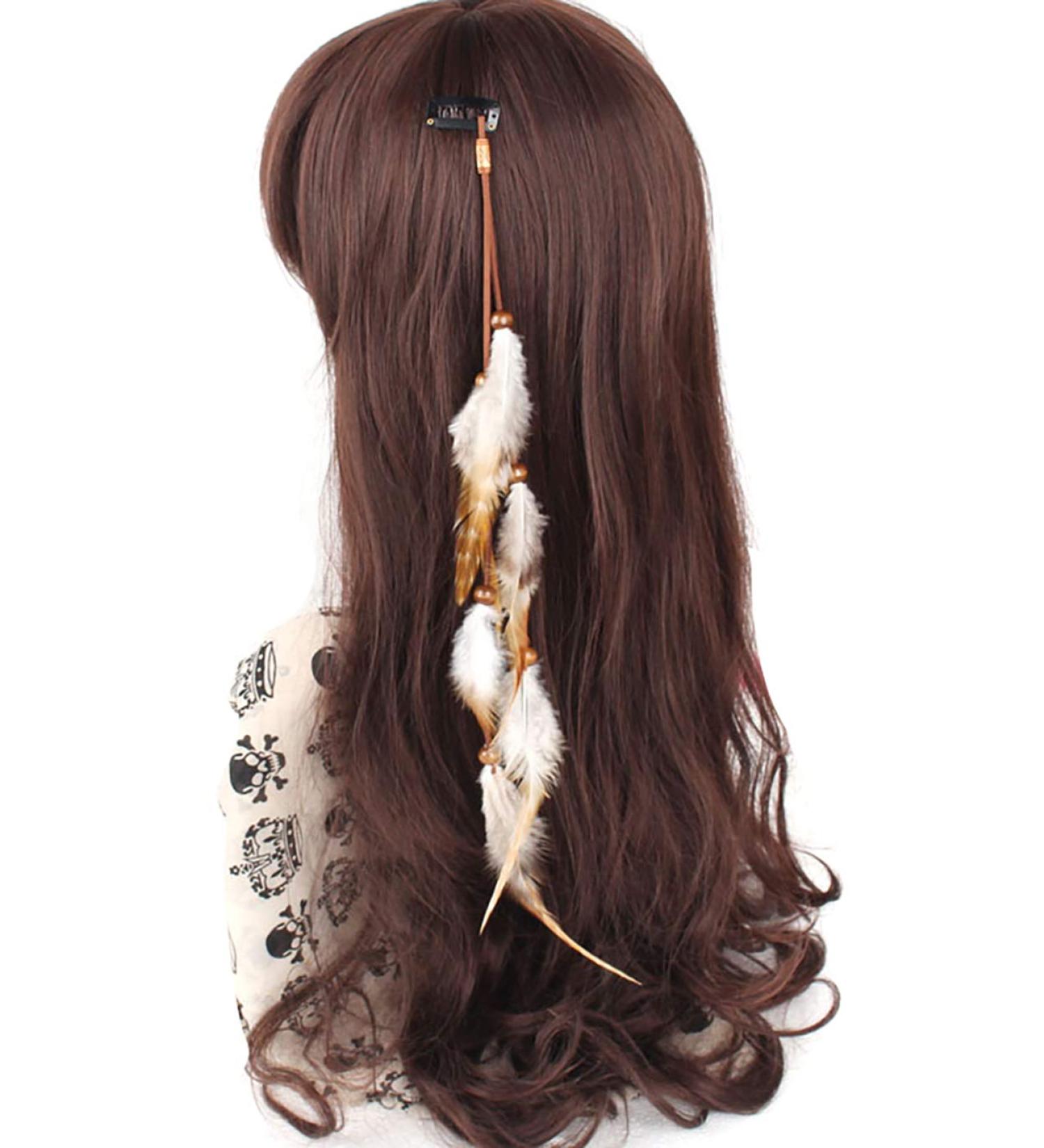 Fodattm Handmade Boho Hippie Feather Hair Extensions - DIY Indian Headdress for Women - Buy Online on GoSupps.com