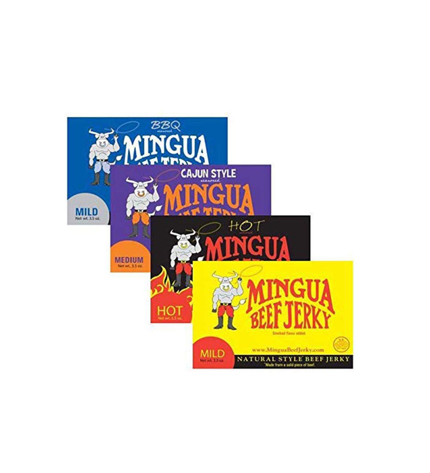 Mingua Beef Jerky Sampler Pack - 100% US Beef, Nitrite-Free - 4 x 3.5 Oz Bags - Buy Online on GoSupps.com