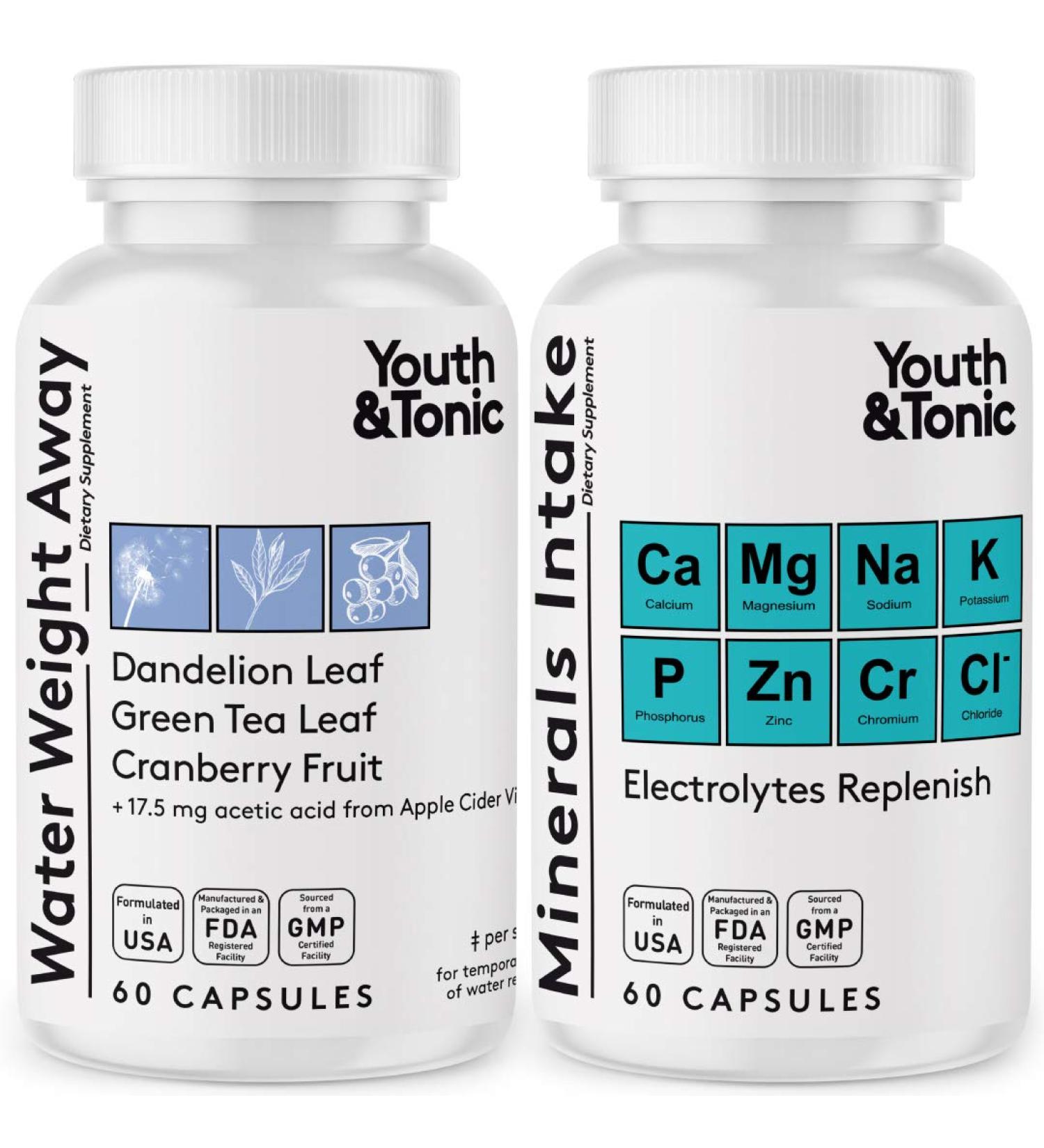 Water Weight Pills for Bloating Relief and Diuretic Support - Potassium, B6, VIT D, Dandelion - Natural Supplement for Women and Men - Buy Online on GoSupps.com