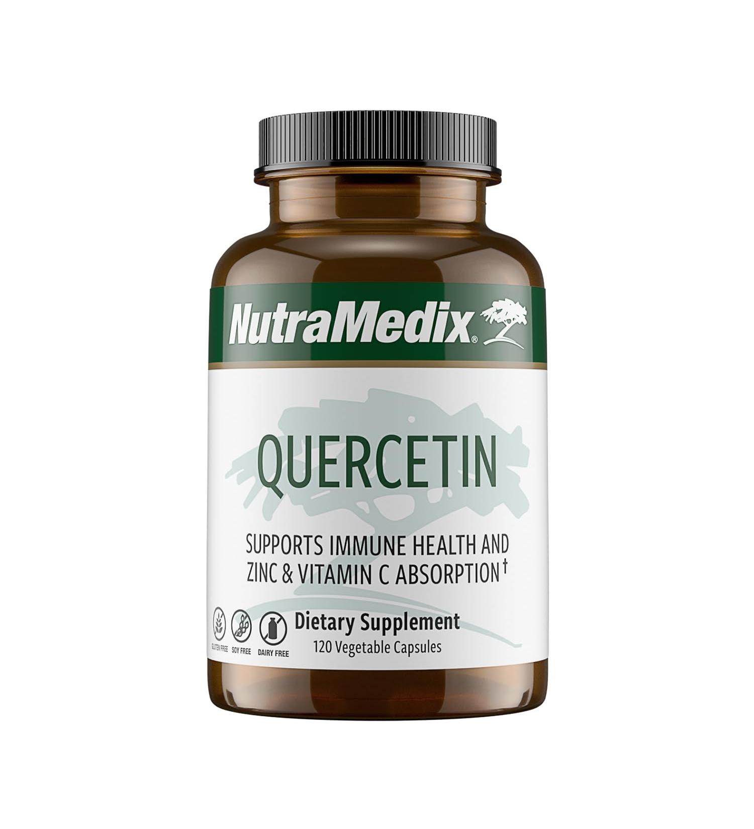 NutraMedix Quercetin - Quercetin 500mg Capsules - Antioxidant & Immune Support Supplement for Heart Health - Aids in Zinc & Vitamin C Absorption (120 Vegetarian Capsules) - Buy Online on GoSupps.com