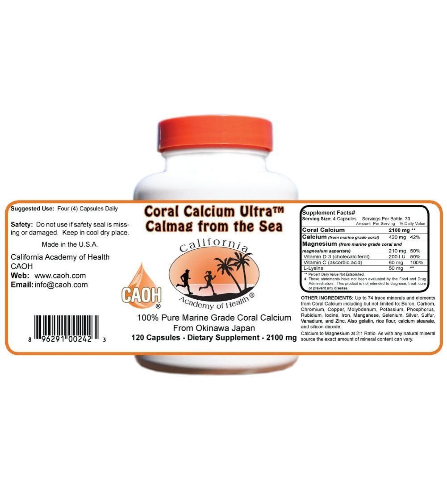 Coral Calcium Capules from CAOH (1 Bottle: 2100 mg per Serving - 100 Capsules)