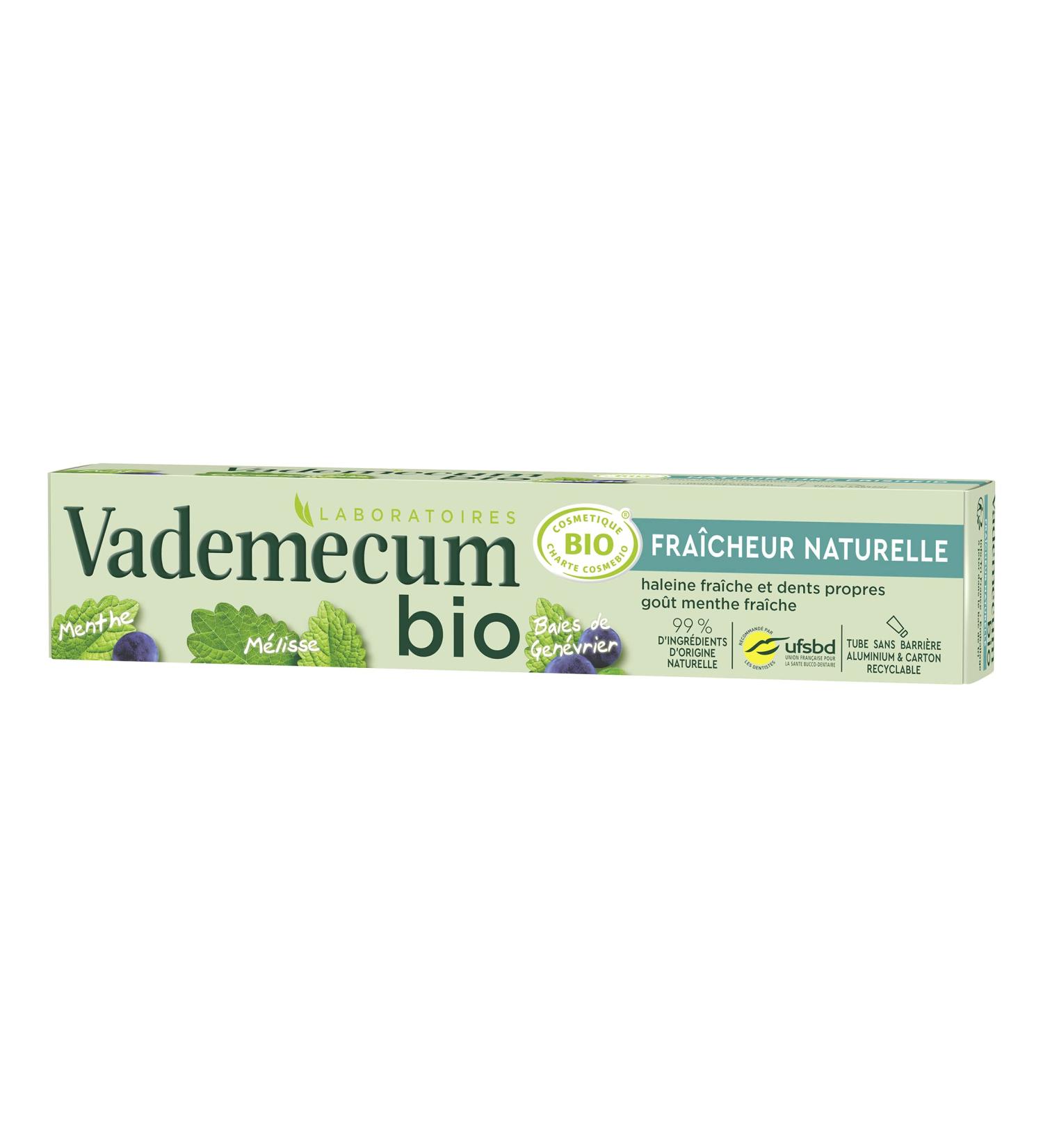Buy Vademecum Bio Certified Toothpaste | Natural Fresh Mint Flavor | Vegan Formula | 75ml Tube | 99% Natural Ingredients - International Shipping Available - Buy Online on GoSupps.com