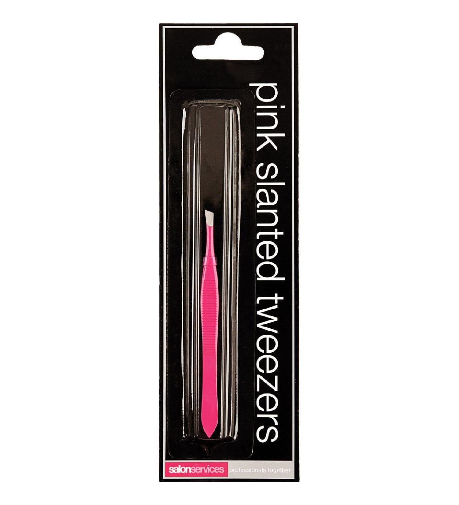 Salon Services Tweezers Slanted Pink