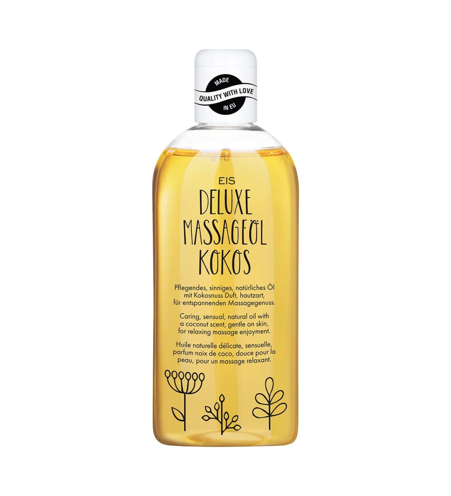 Ice Deluxe massage oil coconut |For massages for relaxationSuitable for couples |Warming body oil for intimate muscle relaxation |Liquid body glide oil |250ml |Erotic coconut fragrance