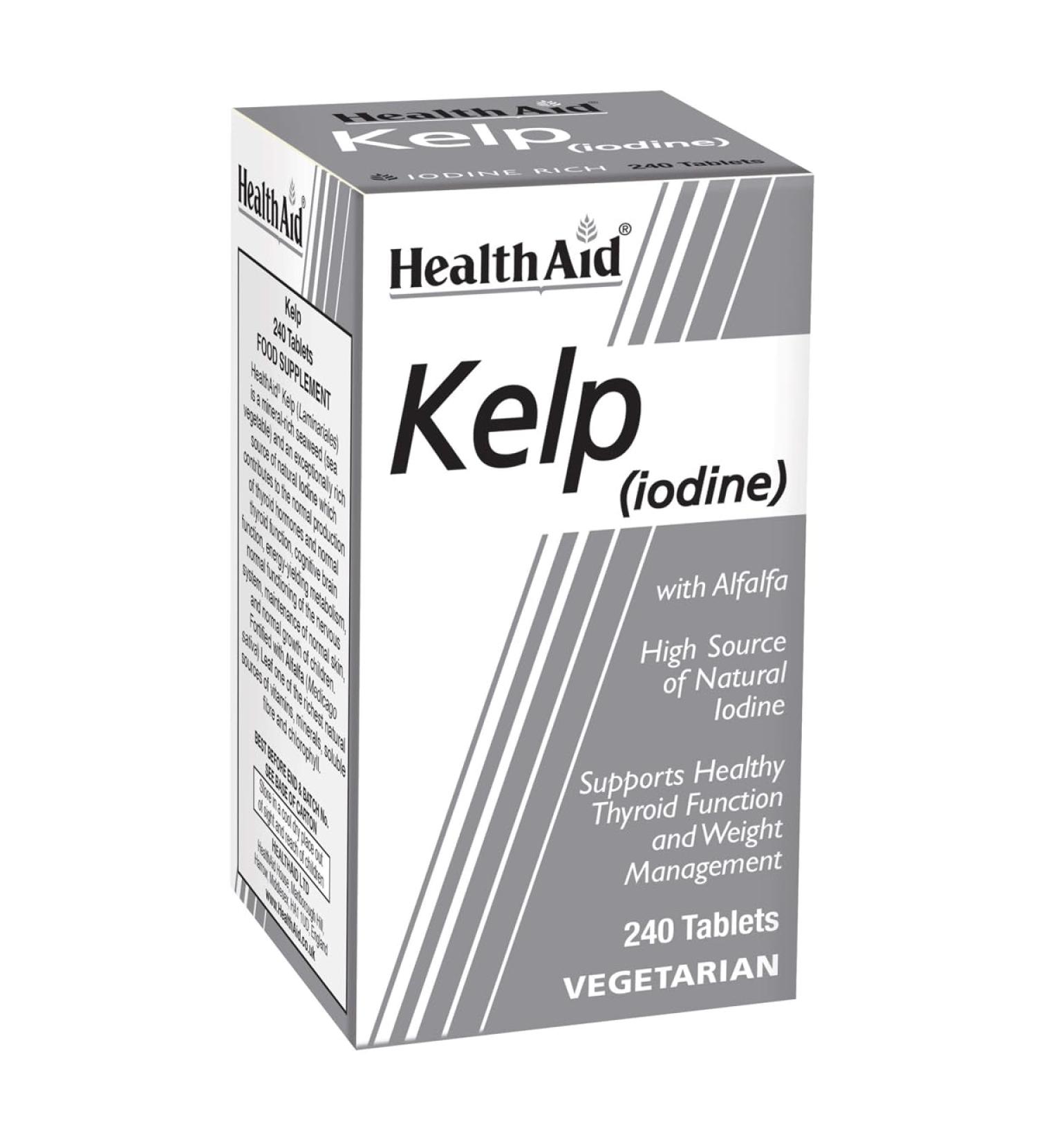 HealthAid Kelp 240 Tablets - Natural Source of Iodine for Thyroid Support - Buy Online on GoSupps.com