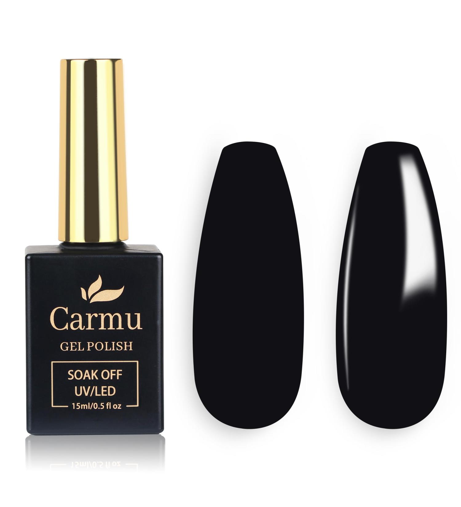 Carmu Gel Nail Polish - 15ml Pure Black Soak Off UV LED Cure for Long Lasting Manicure | Perfect Nail Art Gift for Women & Girls - Buy Online on GoSupps.com