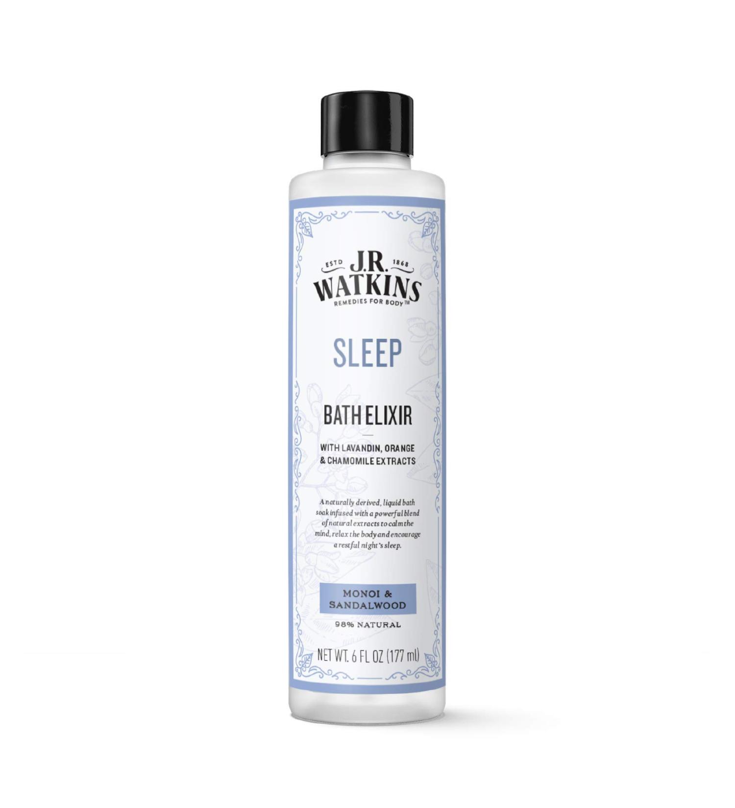 J.R. Watkins Sleep Bath Elixir 6 oz - Monoi & Sandalwood Liquid Bath Soak - Buy Online on GoSupps.com