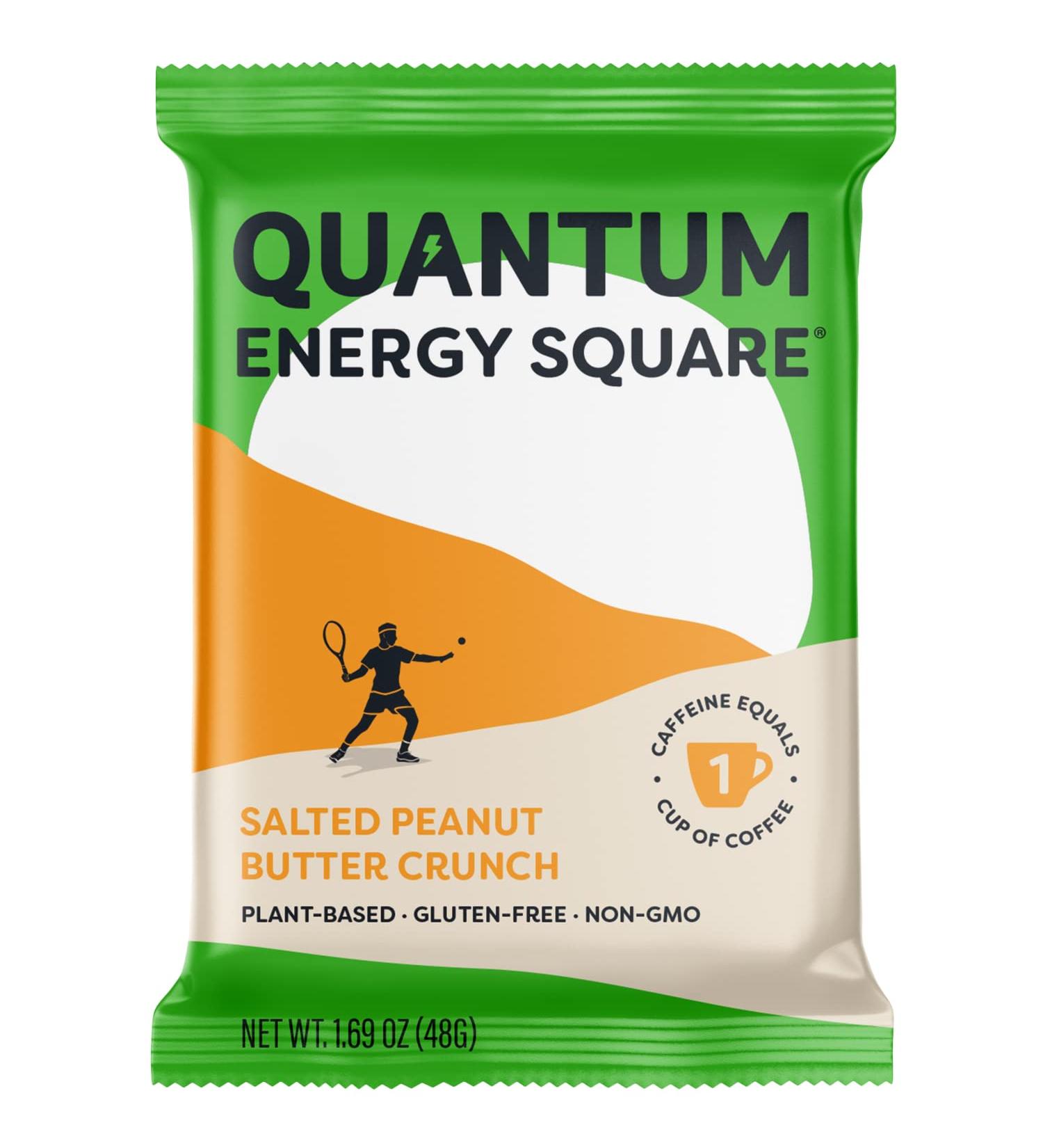 QUANTUM Organic Caffeinated Energy Bars - Plant Based Protein - Vegan, Gluten & Dairy Free - Salted Peanut Butter Crunch - 8 Pack - Buy Online on GoSupps.com