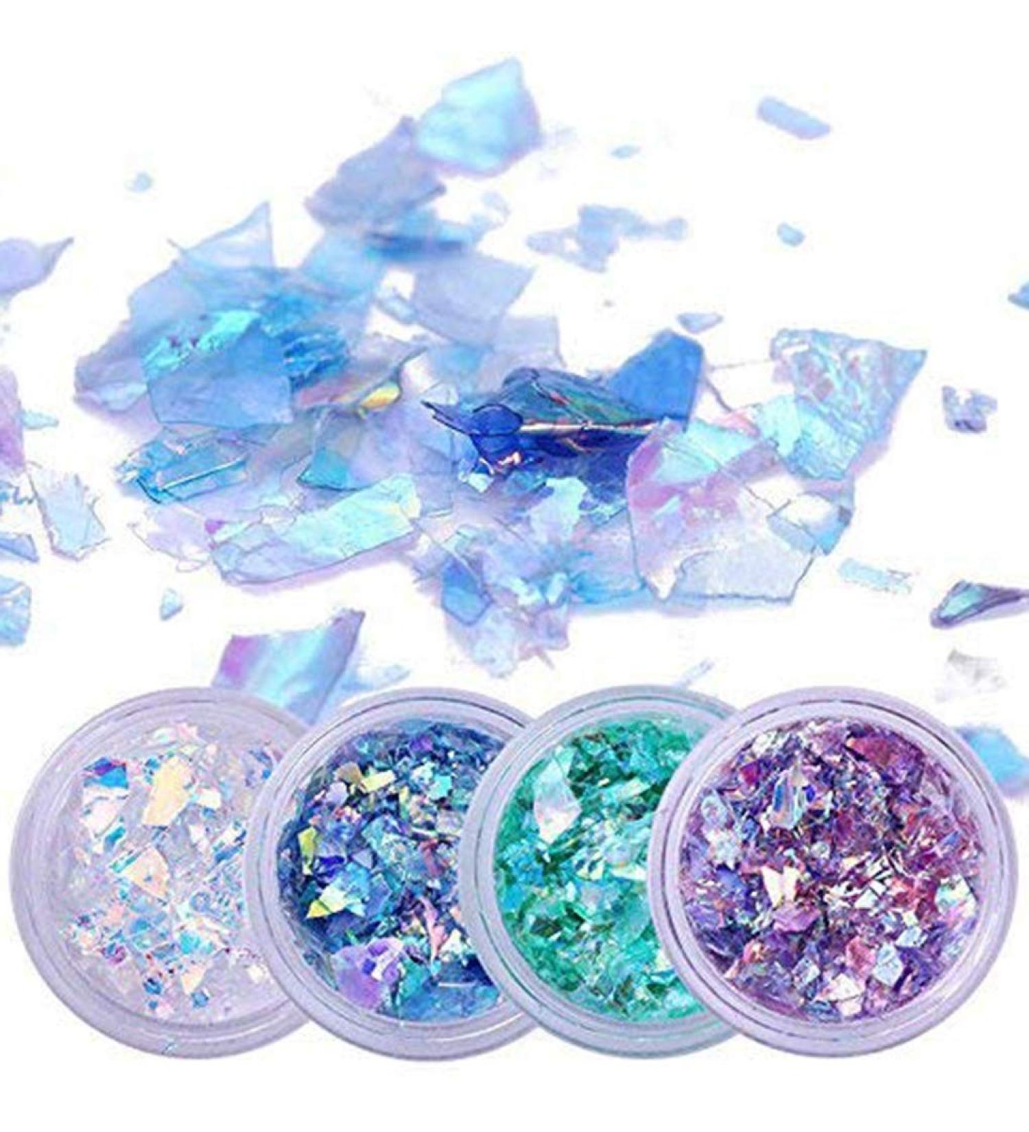 ZXR.Elwood 4 Colors Natural Artificial Nails Glass Paper Art Decoration Glitter Irregular Sequins Broken Piece Stickers - Buy Online on GoSupps.com