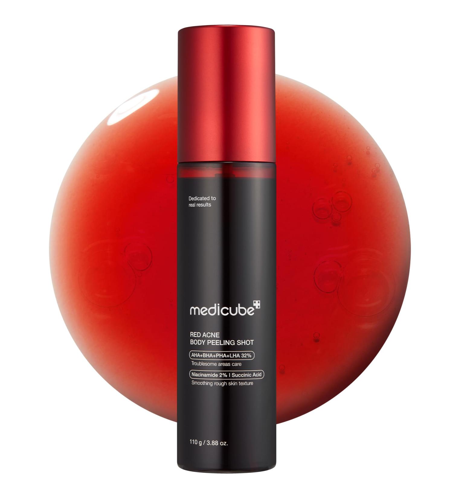 Medicube Red Body Peeling Shot Cleanser Wash-Off Exfoliant For Bacne Redness Relief Dead Skin Remover AHA+BHA+PHA+LHA Best for Breakout-Prone Skin Korean Skincare