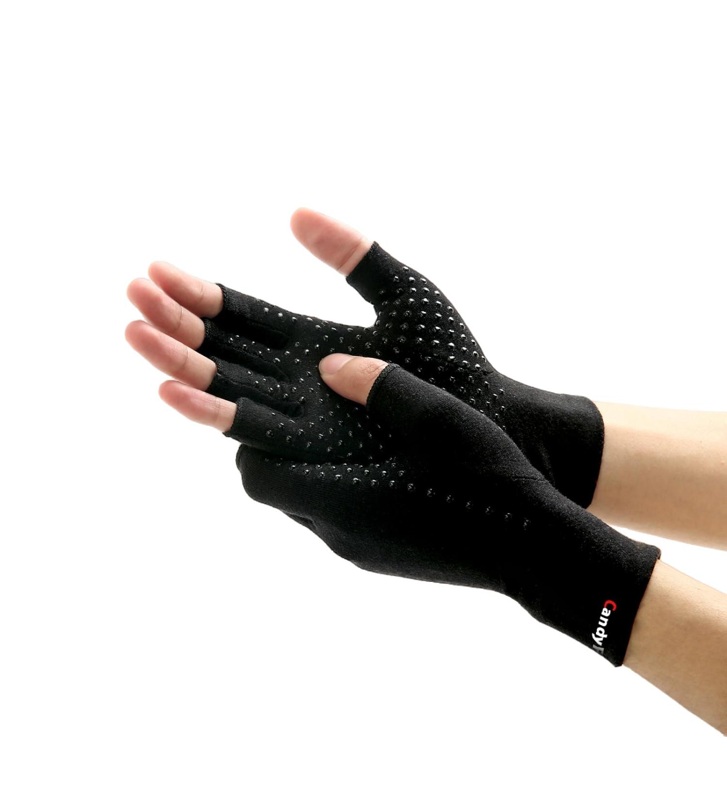 Compression Gloves for Arthritis Pain Relief - Anti-Slip Fingerless Gloves for Men & Women - Carpal Tunnel Support (Medium Black - Buy Online on GoSupps.com
