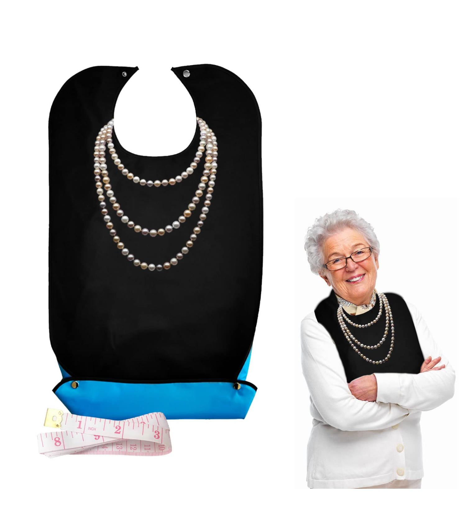 NITAIUN Washable Silicone Adult Bib with Pocket - Elderly Clothing Protector Apron for Eating - Reusable Dirty-Proof Senior Bib in Black - Buy Online on GoSupps.com