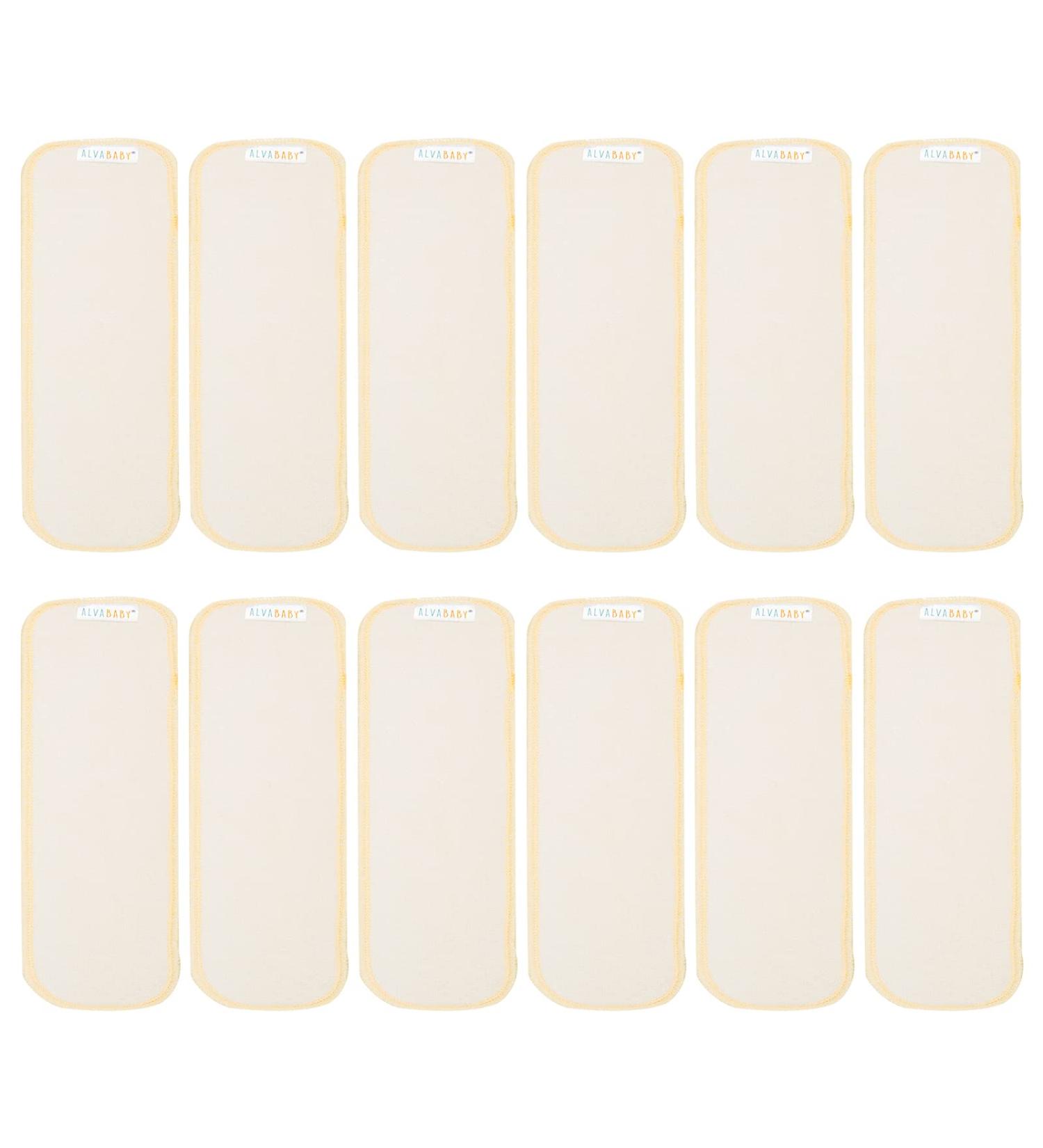 ALVABABY 12PCS Newborn Cloth Diaper Insert - 3-Layer Bamboo Inserts (Pack of 12) - Buy Online on GoSupps.com