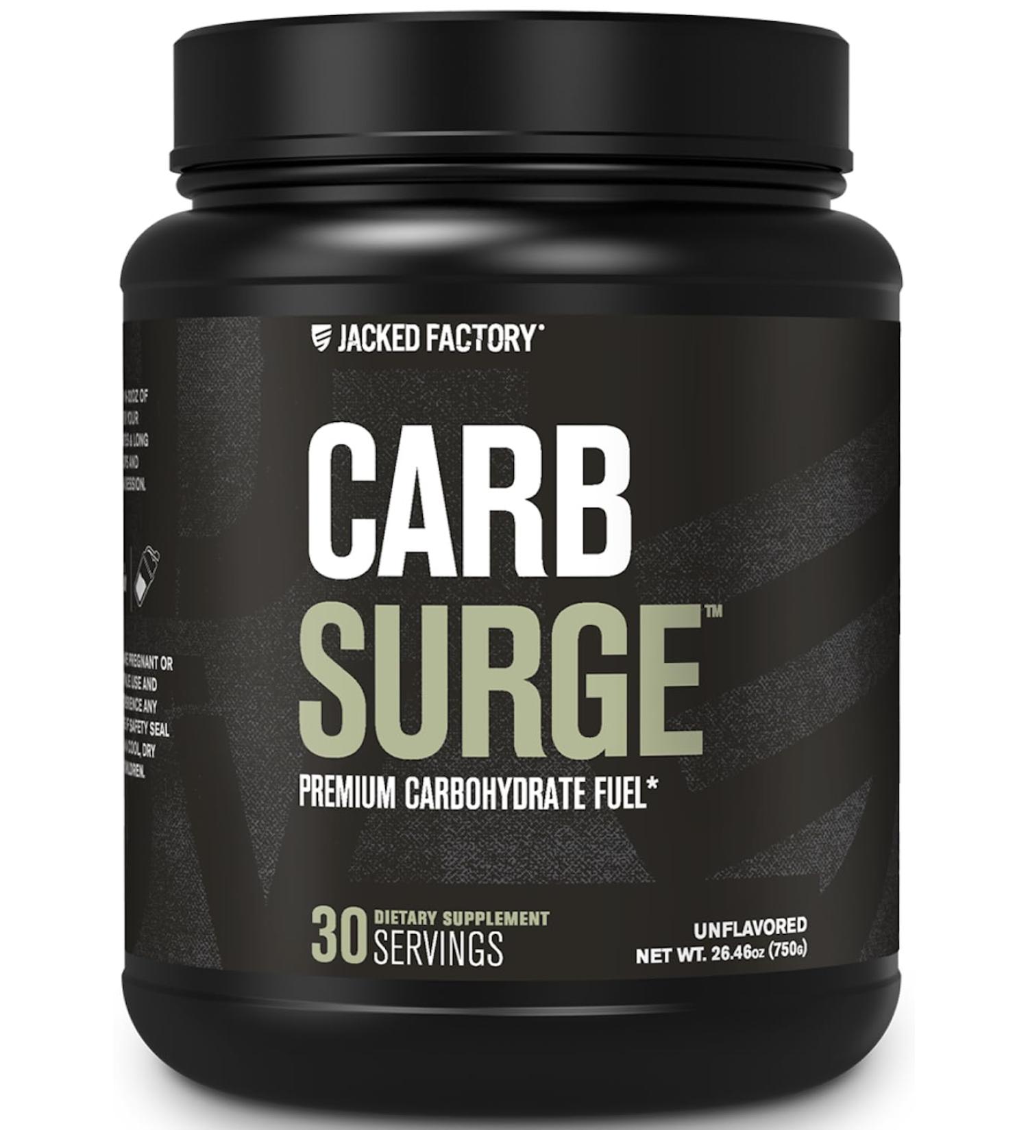 Jacked Factory Carb Surge - Premium Carbohydrate Powder with Carb10 Pea Starch & Cluster Dextrin for Fast-Acting Intra Workout Carbs & Increased Energy - 30 Servings Unflavored - Buy Online on GoSupps.com
