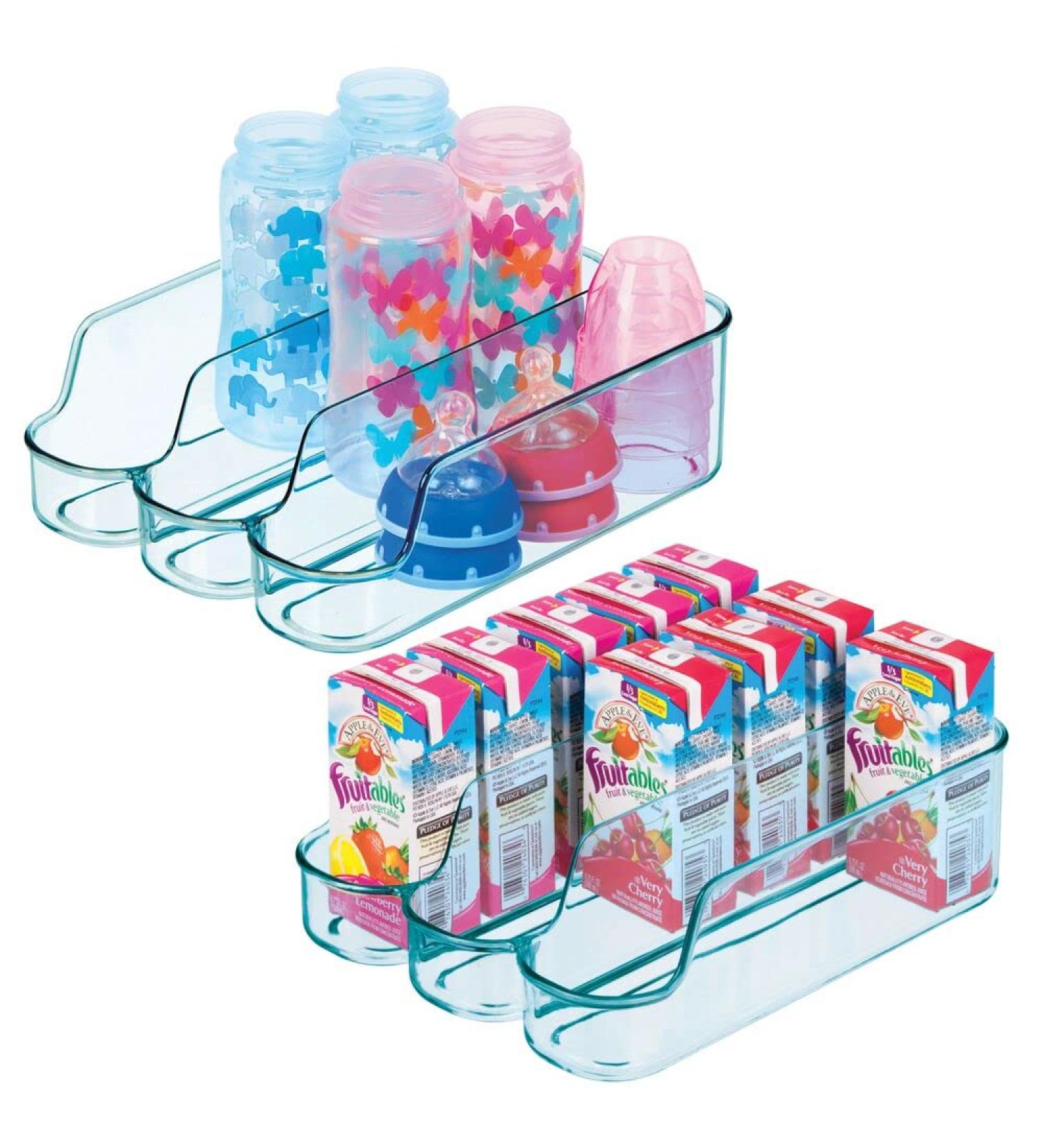 mDesign Set of 2 Divided Storage Box for Baby Food and Small Kitchen Organiser - Sea Blue - Buy Online on GoSupps.com