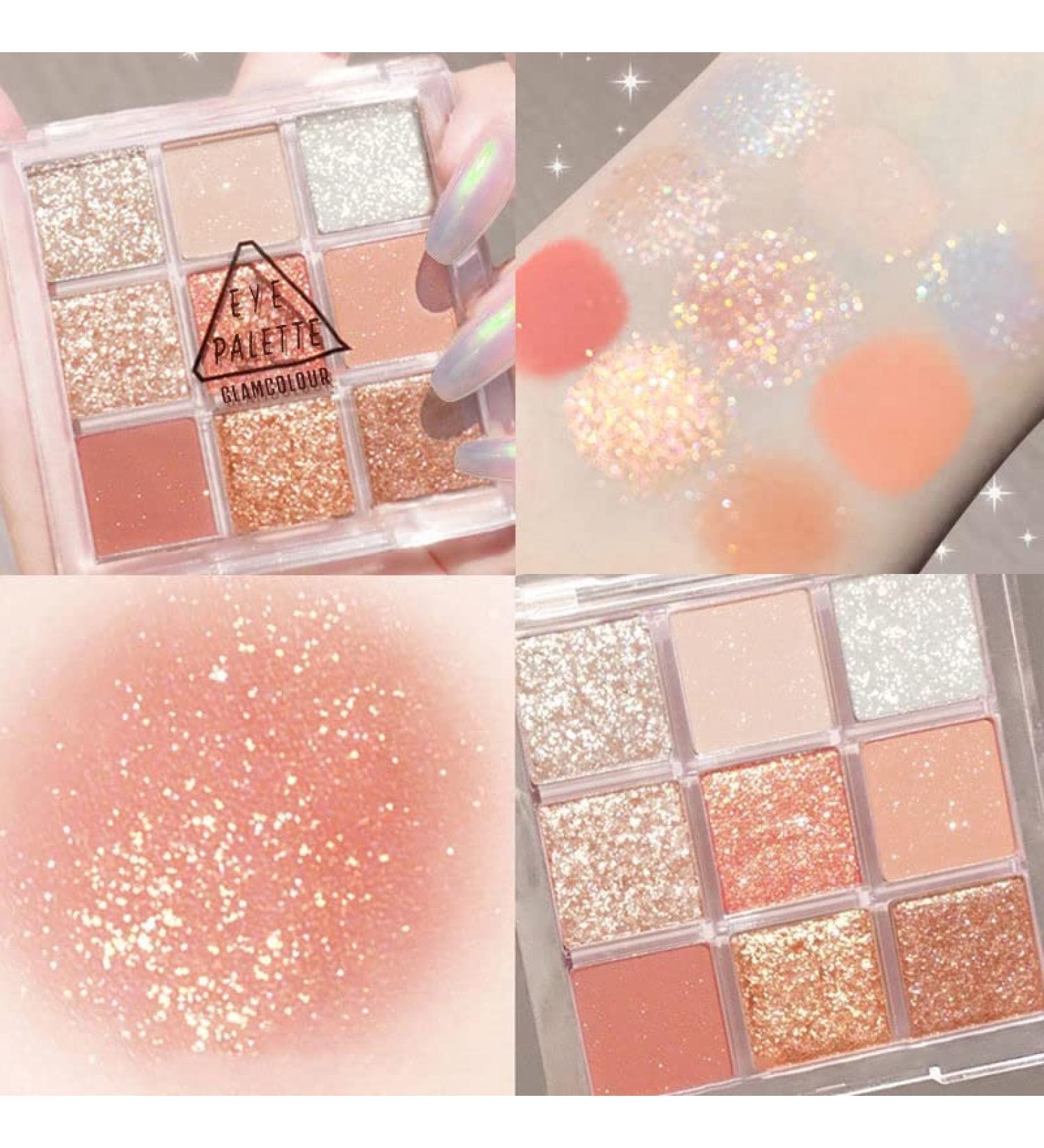 Kayswang 9 Colors Glitter Eyeshadow Palette - Matte High Pigment Cream Texture with Long Lasting Waterproof Formula - Autumn/Winter Natural Eye Shadow Palette (Orange) - Buy Online on GoSupps.com