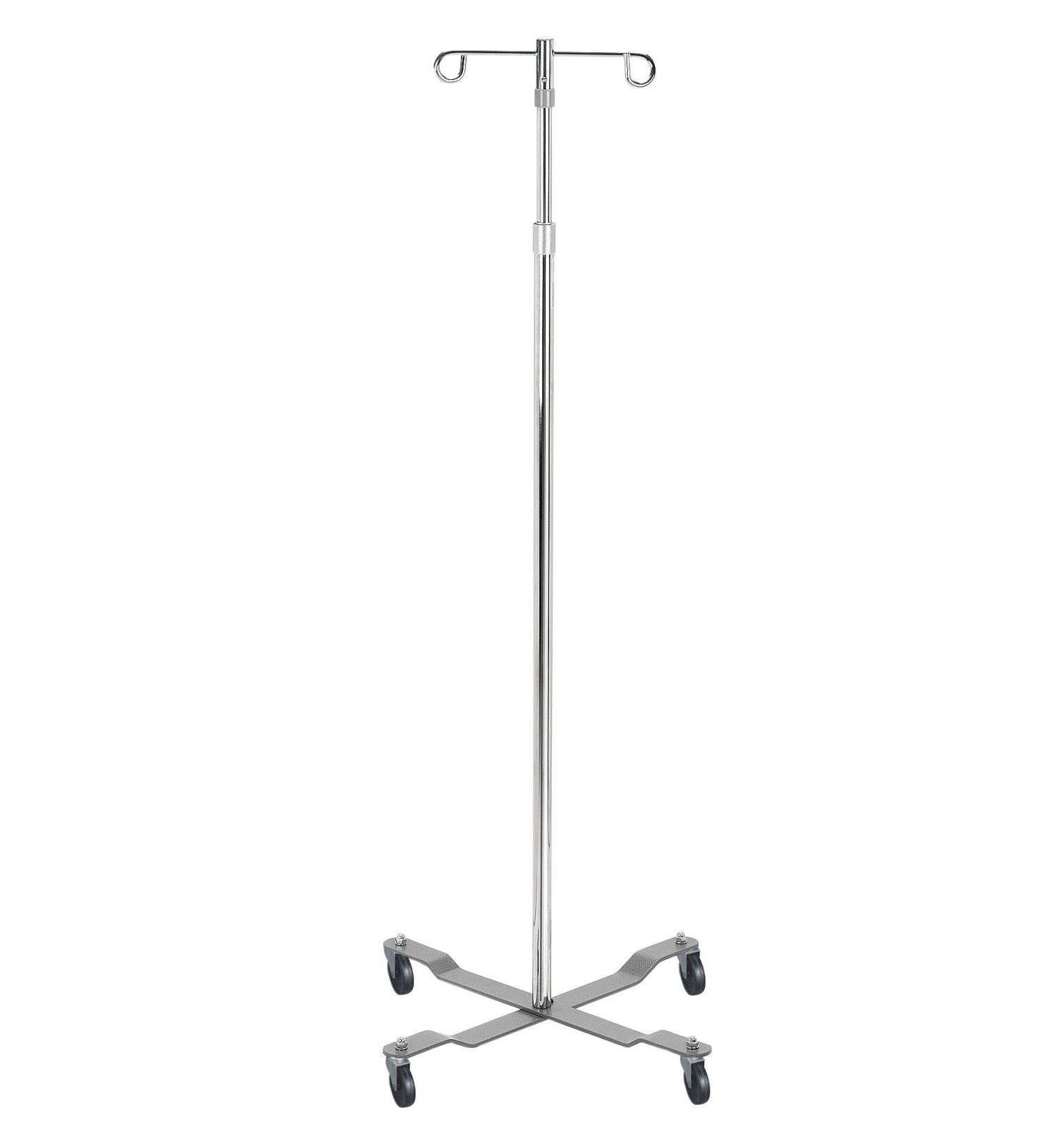 Economy I.V. Pole - 4 Leg with Removable Top and 2 Hook