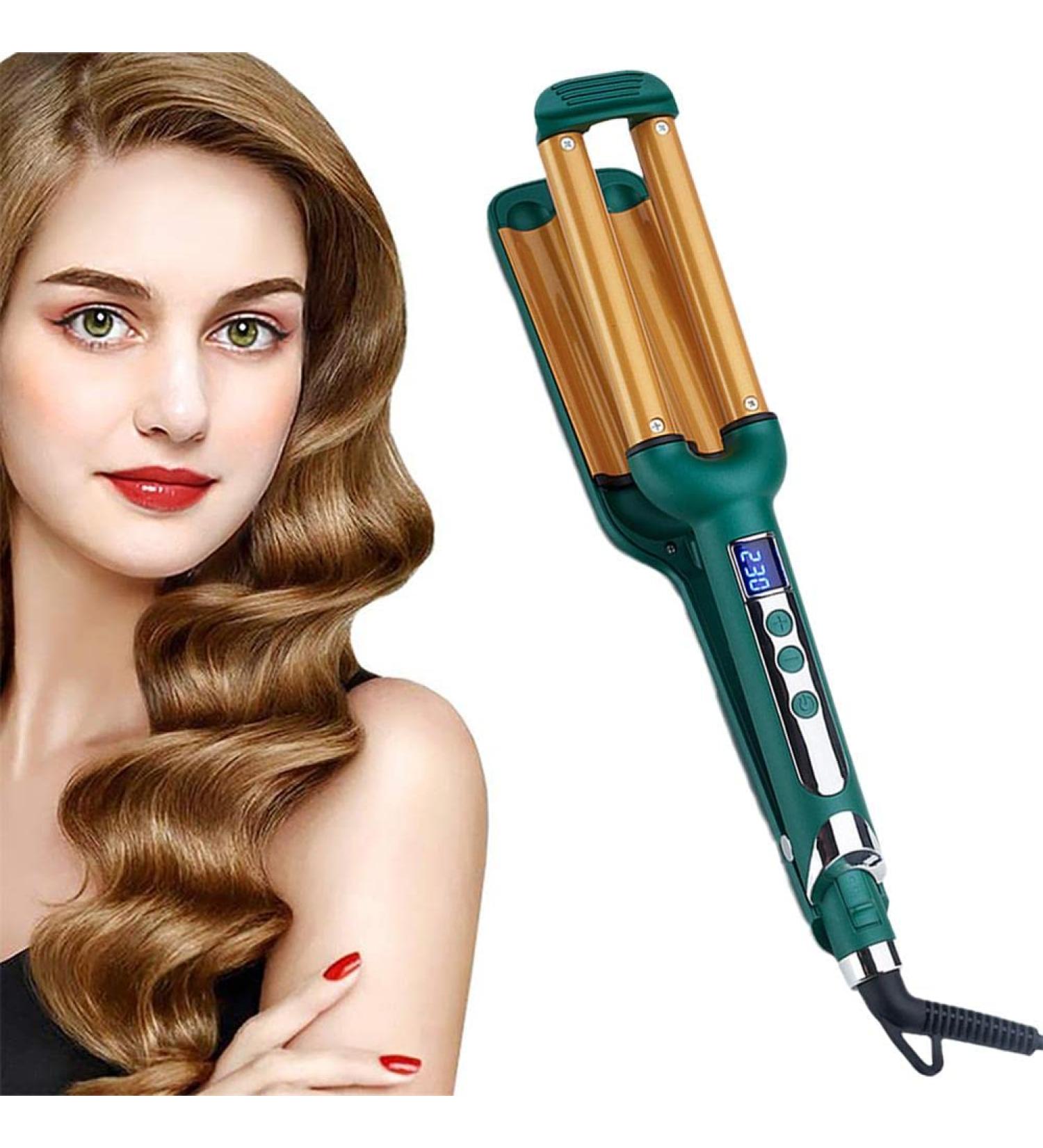 3 Barrel Curling Iron Professional Hair Waver for Women Tourmaline Ceramic Curling Wand Beach Wavy Curler With LCD Display Triple Barrel Hair Curler for Short Long Hair 16mm - Buy Online on GoSupps.com