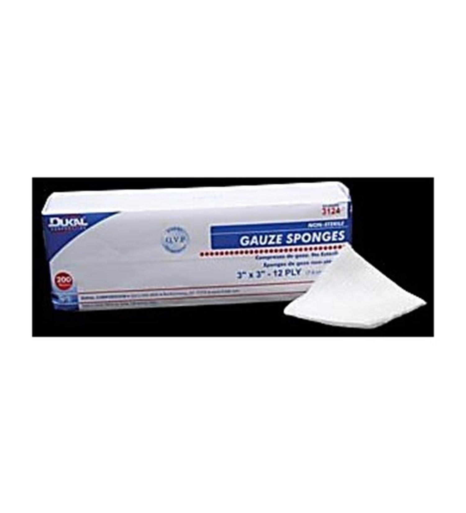 Dukal DUK 4122-100 Woven Cotton Gauze Non-Sterile 12-ply 4" Width 4" Length (Pack of 2000)