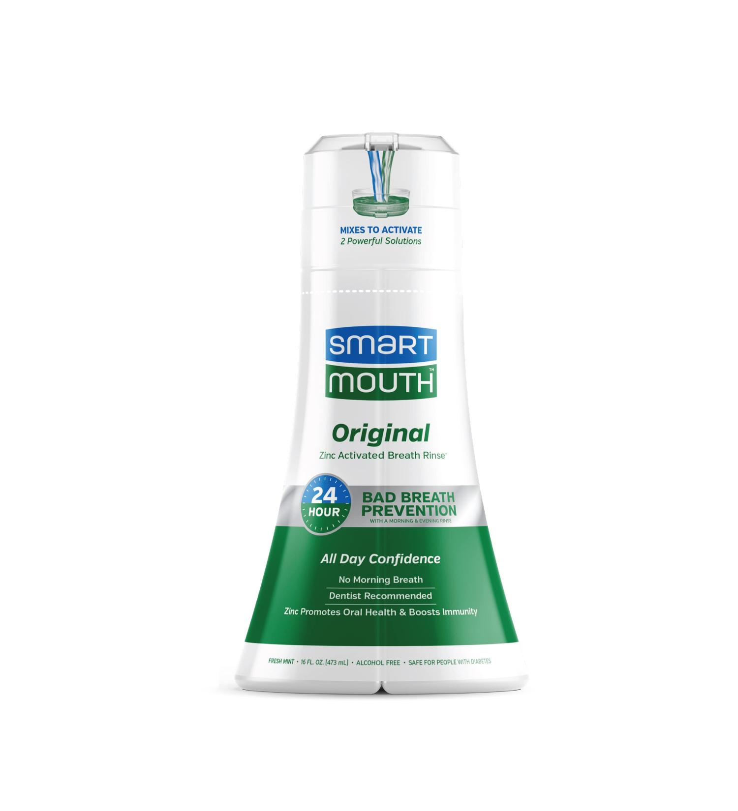 SmartMouth Original Activated Mouthwash - 24-Hour Bad Breath Protection - Fresh Mint - 16 Fl Oz - Buy Online on GoSupps.com