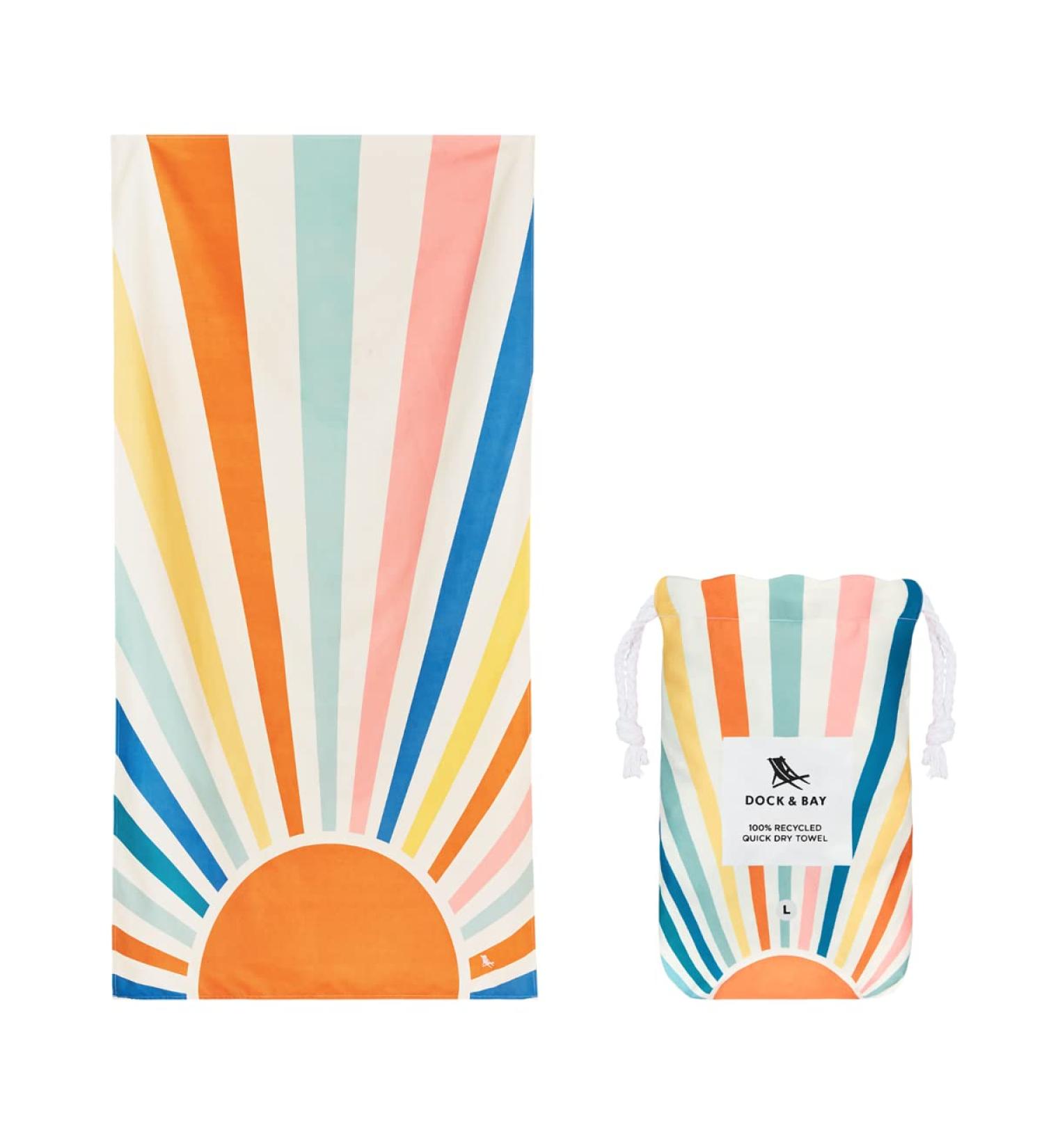 Dock & Bay Quick Drying Towel - Sports & Gym - Compact Lightweight - 100% Recycled - Stripes Go Wild - Rising Sun Large (160x90cm) - Buy Online on GoSupps.com