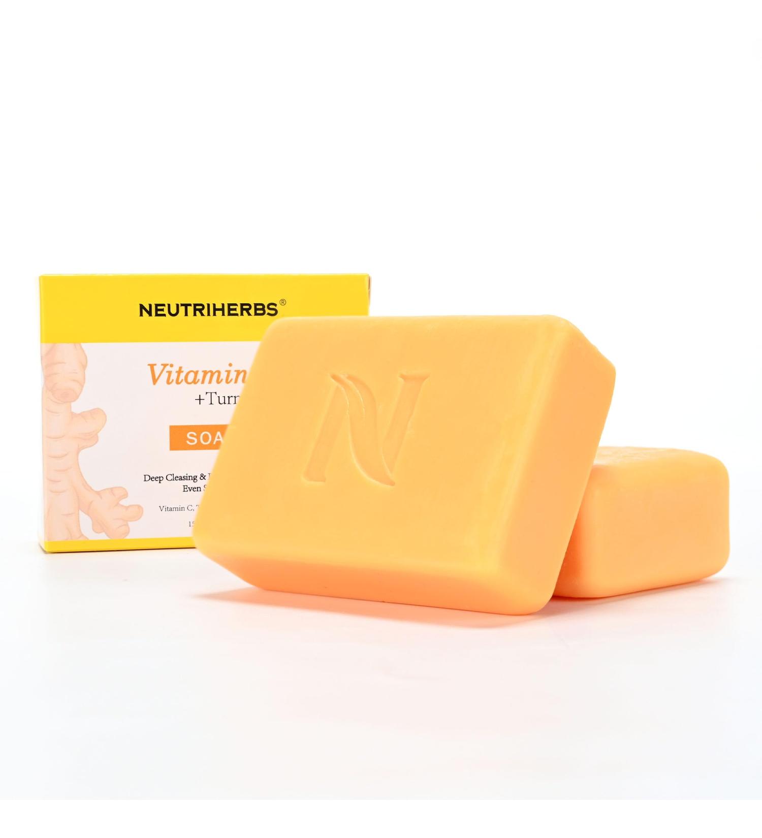 Neutriherbs Turmeric Soap Bar for Face & Body | Brightening Vitamin C for Acne & Uneven Skin Tone - 5.29 oz - Buy Online on GoSupps.com