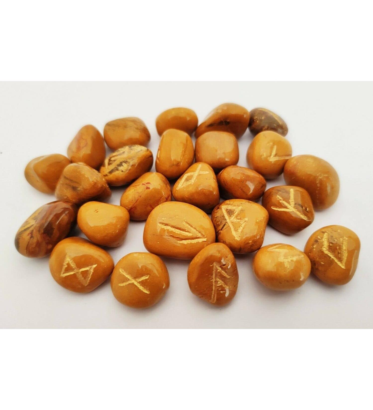 Sharvgun Yellow Aventurine Rune Stone Set 25 pi ces avec tableau en bois MDF runique grav lettrage symbolique pa en velours noir/rouge pochette incluse bo te-cadeau - Buy Online on GoSupps.com