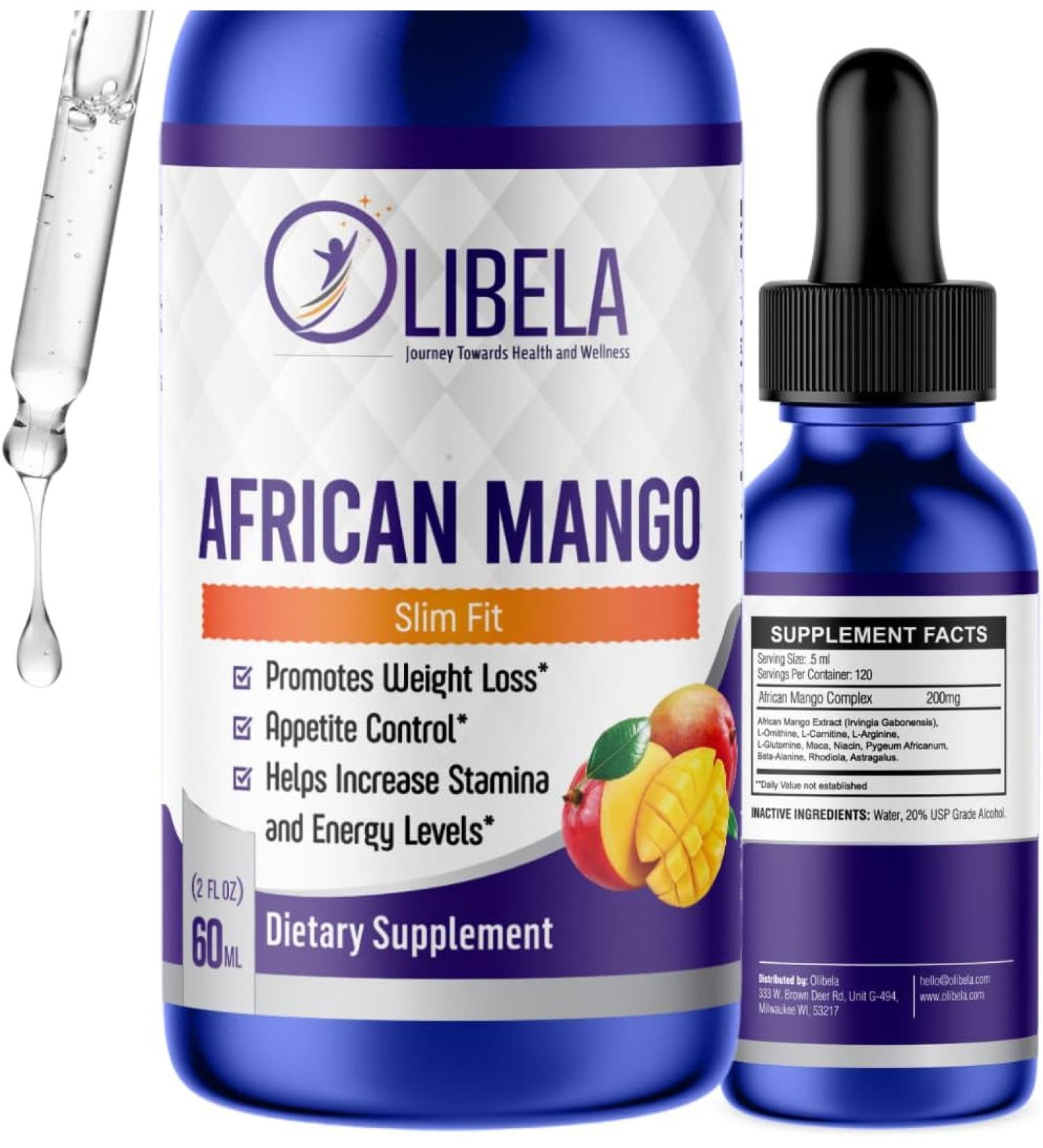 OLIBELA African Mango Liquid Burn Drops | Appetite Suppressant & Metabolism Booster for Weight Loss | 2fl oz (60ml) - Buy Online on GoSupps.com