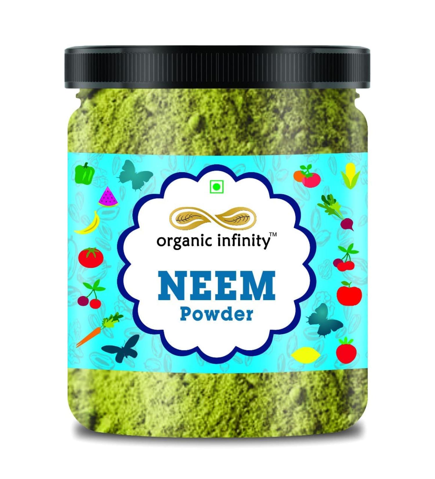 Green Velly Organic Infinity Neem Leaf Powder (Azadirachta Indica) for Pimple Free Clear Skin Healthy Hair & Hair Cleanser/Skin and Face Care Powder Pack - 100 GM by Organic Infinity - Buy Online on GoSupps.com