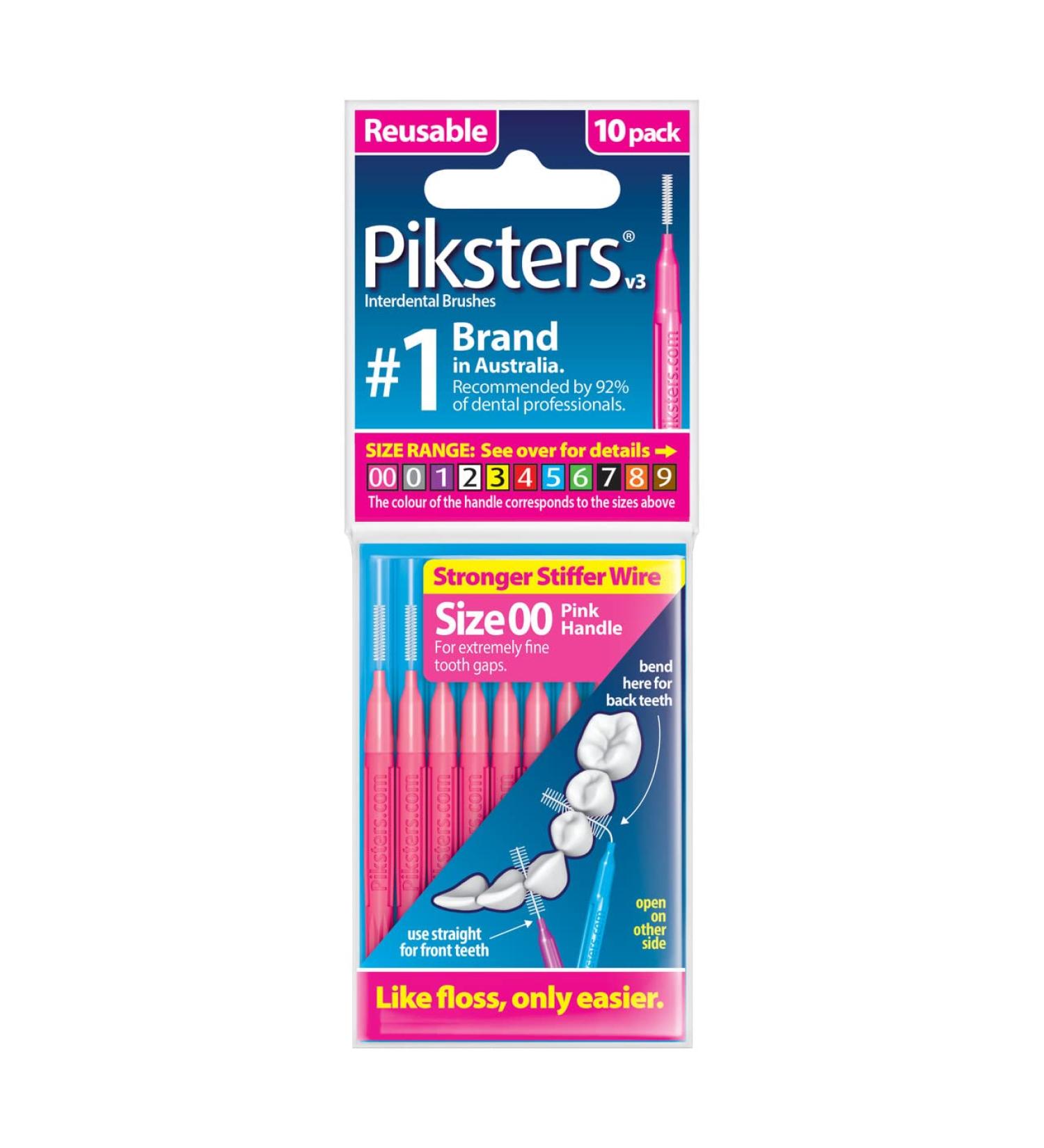 Piksters Interdental Brushes Size 00 Pink Handle 10 Pack - 10 Count - Buy Online on GoSupps.com