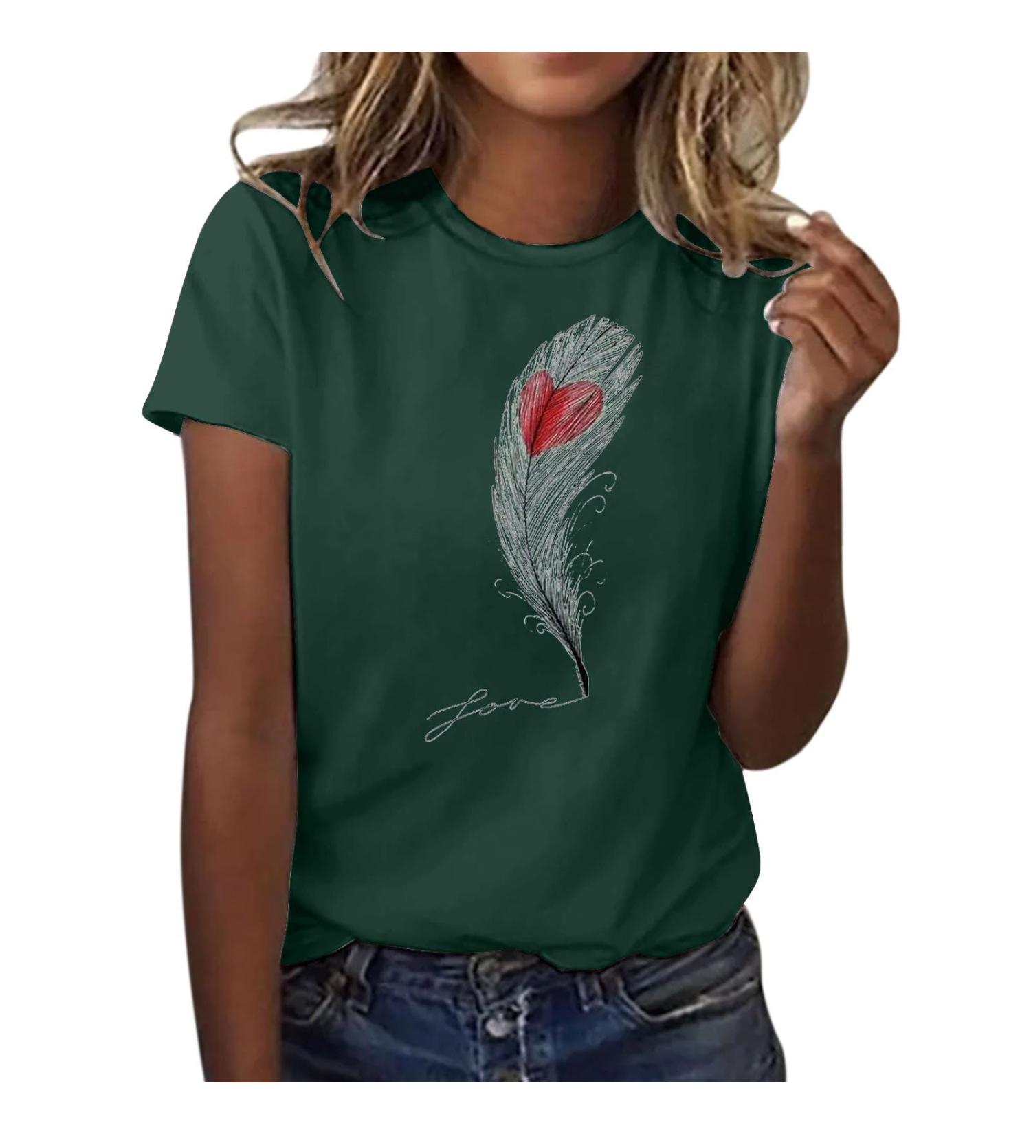 Women's Summer Casual V-Neck T-Shirt - Loose Cotton Blouse Tops & Printed Styles - Available in 3XL - Buy Online on GoSupps.com