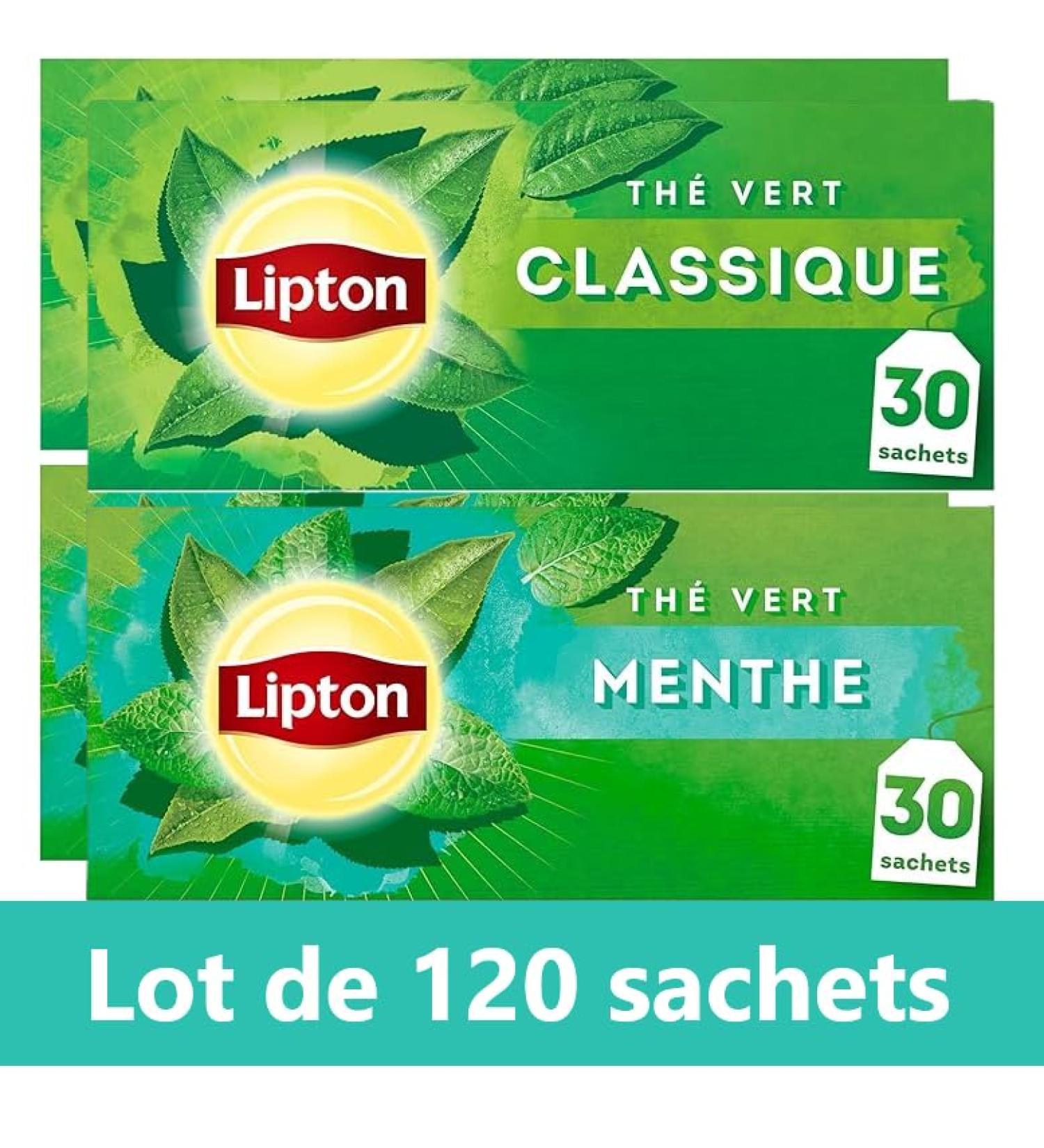 Lipton Pack Th Vert classique Origine Asie Th vert menthe Infusion Froid ou Chaud Ingr dients d'Origine 100% Naturelle 120 sachets - Buy Online on GoSupps.com