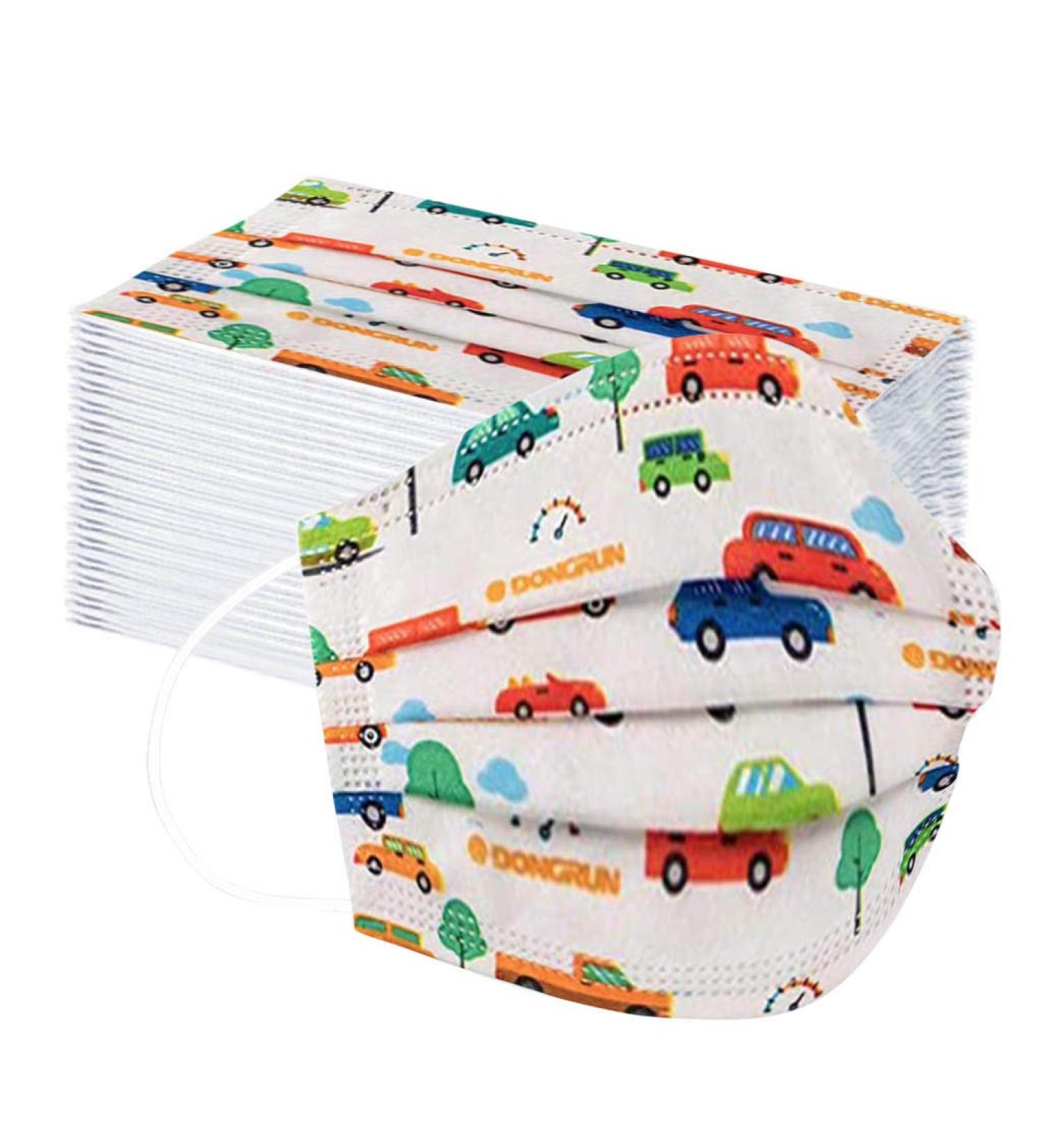 50 Pcs Kids Face Cover Disposable 3 Ply Cute Cartoon Printing Face Bandanas (#2) - Buy Online on GoSupps.com