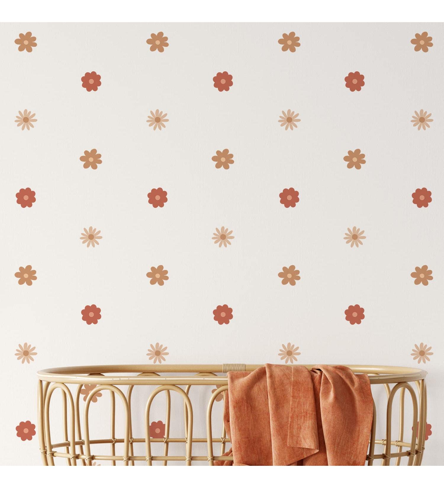 Funlife Brownish Red Daisy Wall Decal - Peel and Stick Kids Wall Art for Nursery, Bedroom, Playroom - Buy Online on GoSupps.com