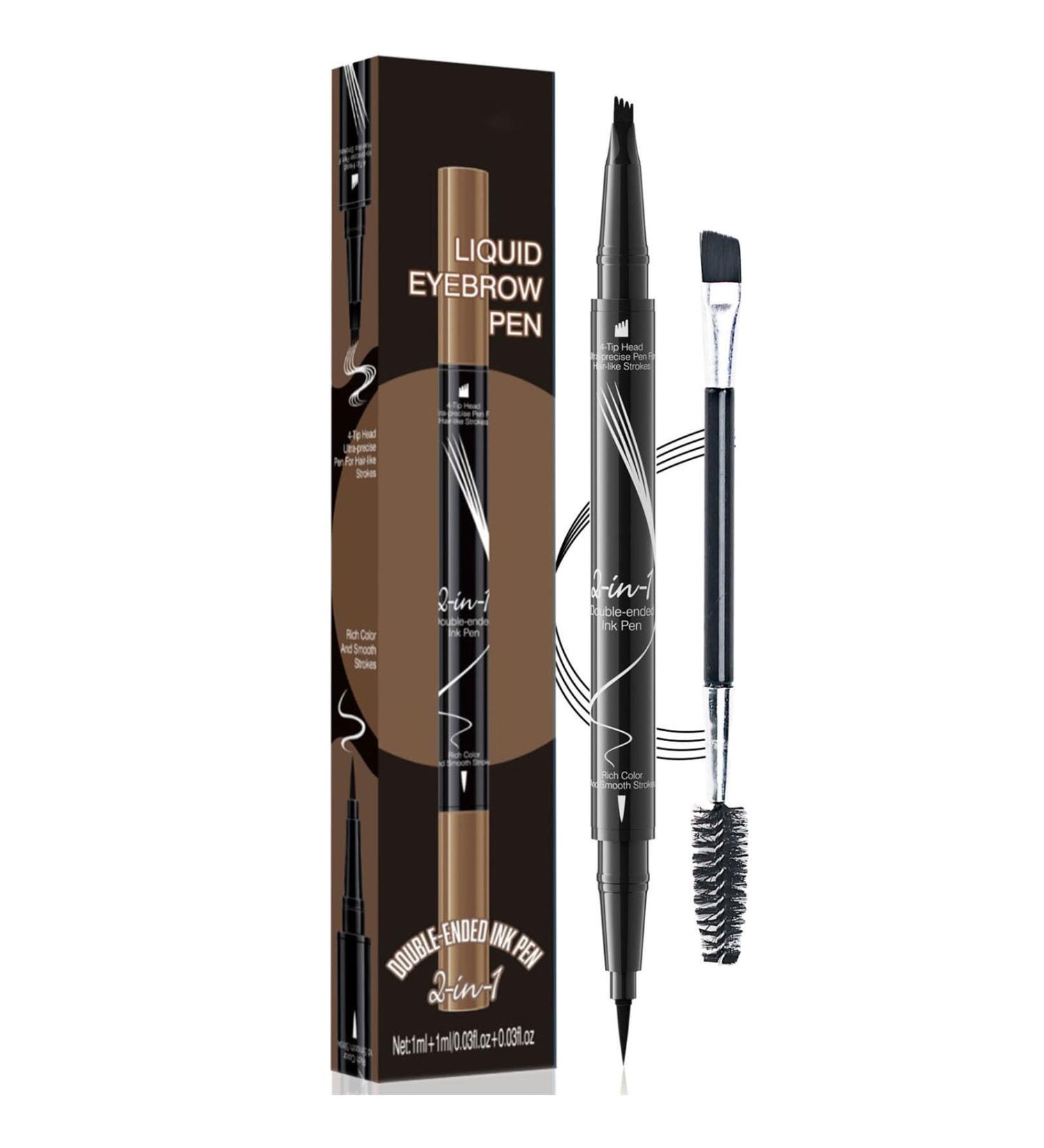 Hellokiss Liquid Eyebrow Pen Curved Brow Pen Trailott Eyebrow Pen 3D Microblading Eyebrow Pencil Upgraded Waterproof with 4-Fork-Tip Precise Brush-Tip 2-in-1 Microblading Eyebrow Pencil (04#) - Buy Online on GoSupps.com