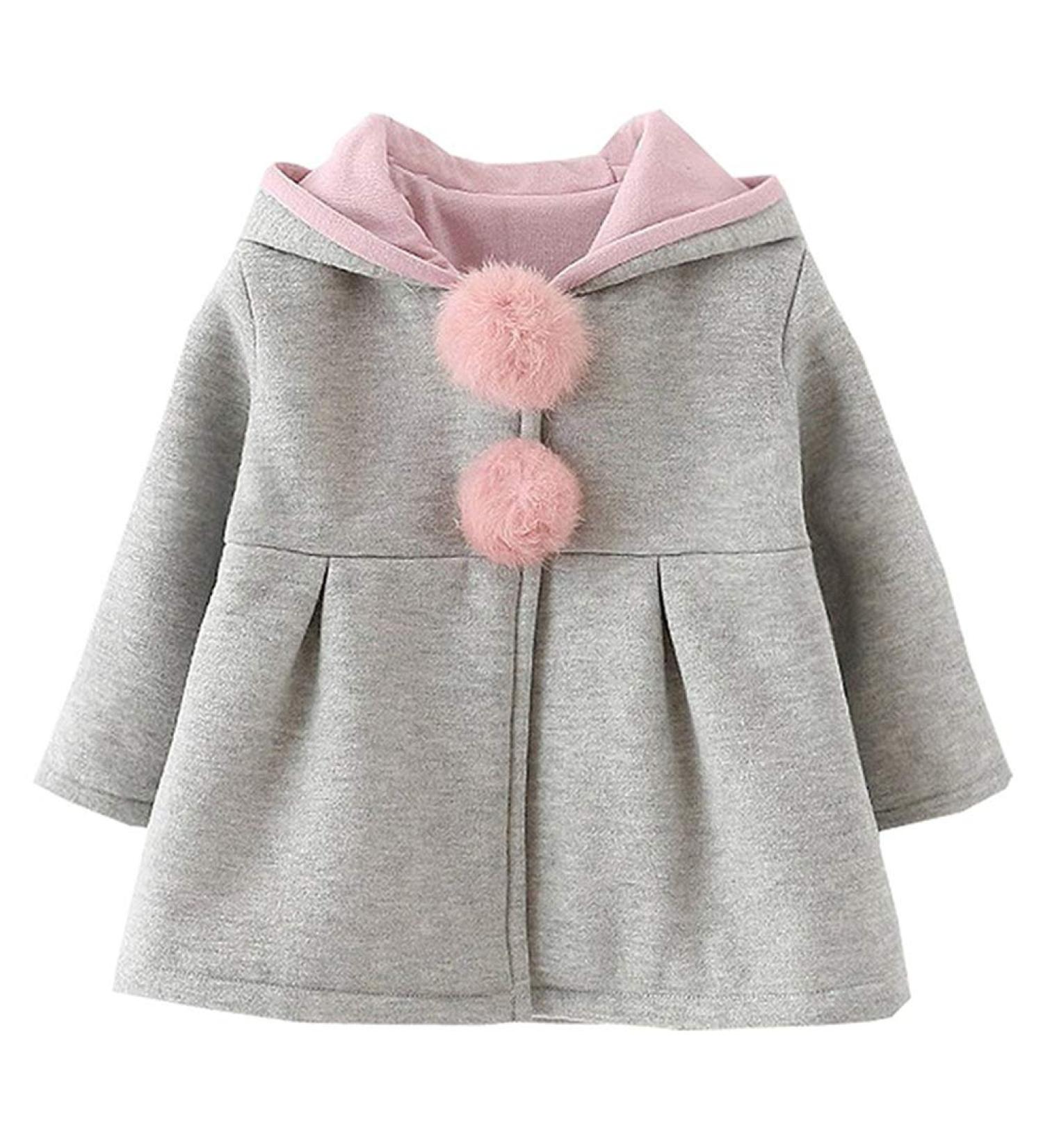 TMEOG Baby Girls Rabbit Ears Cloak Hooded Coat | 9-12 Months Grey - Buy Online on GoSupps.com