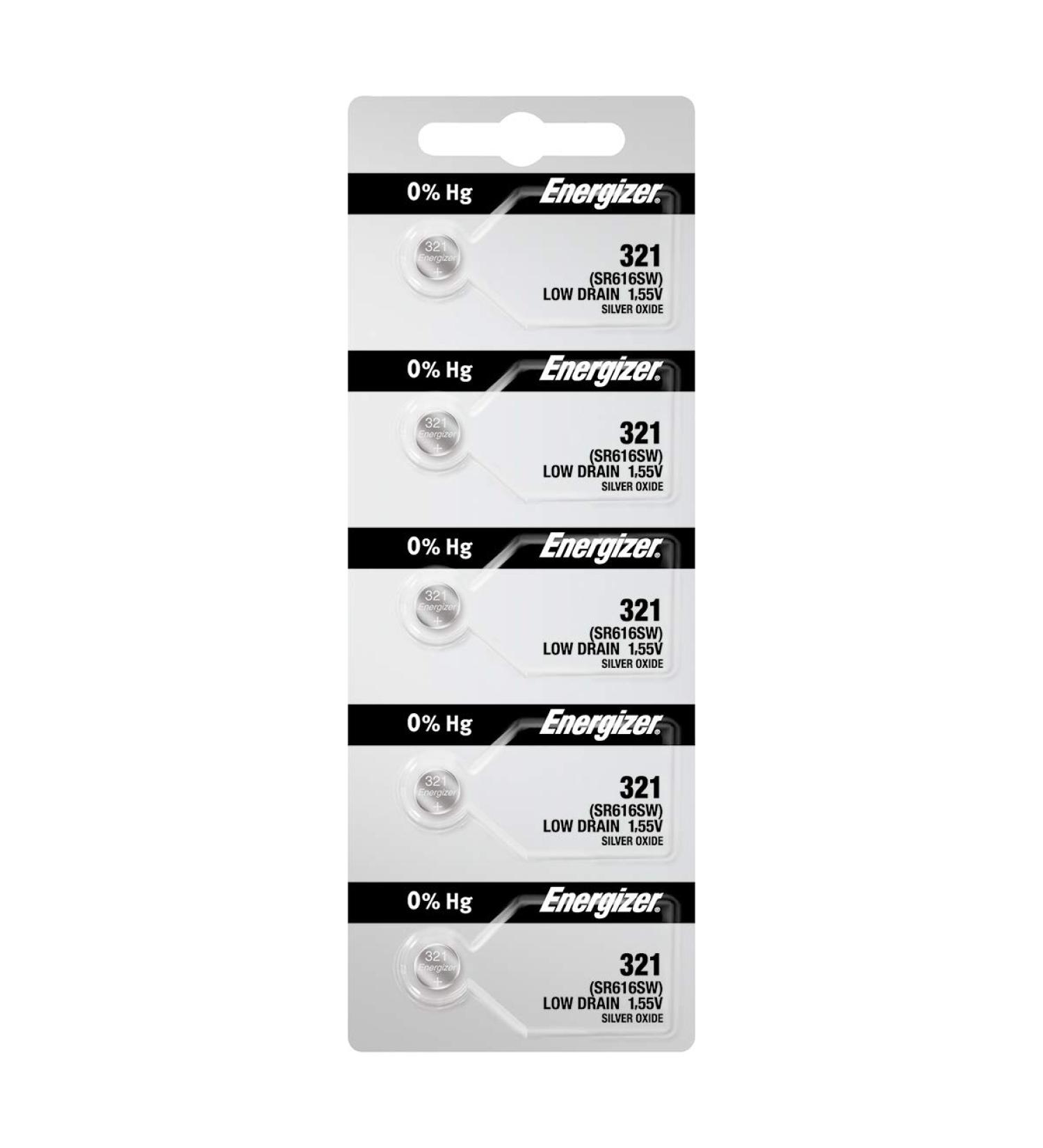 5 321 Energizer Watch Batteries SR616SW Battery Cell (5 Batteries Per Pack)