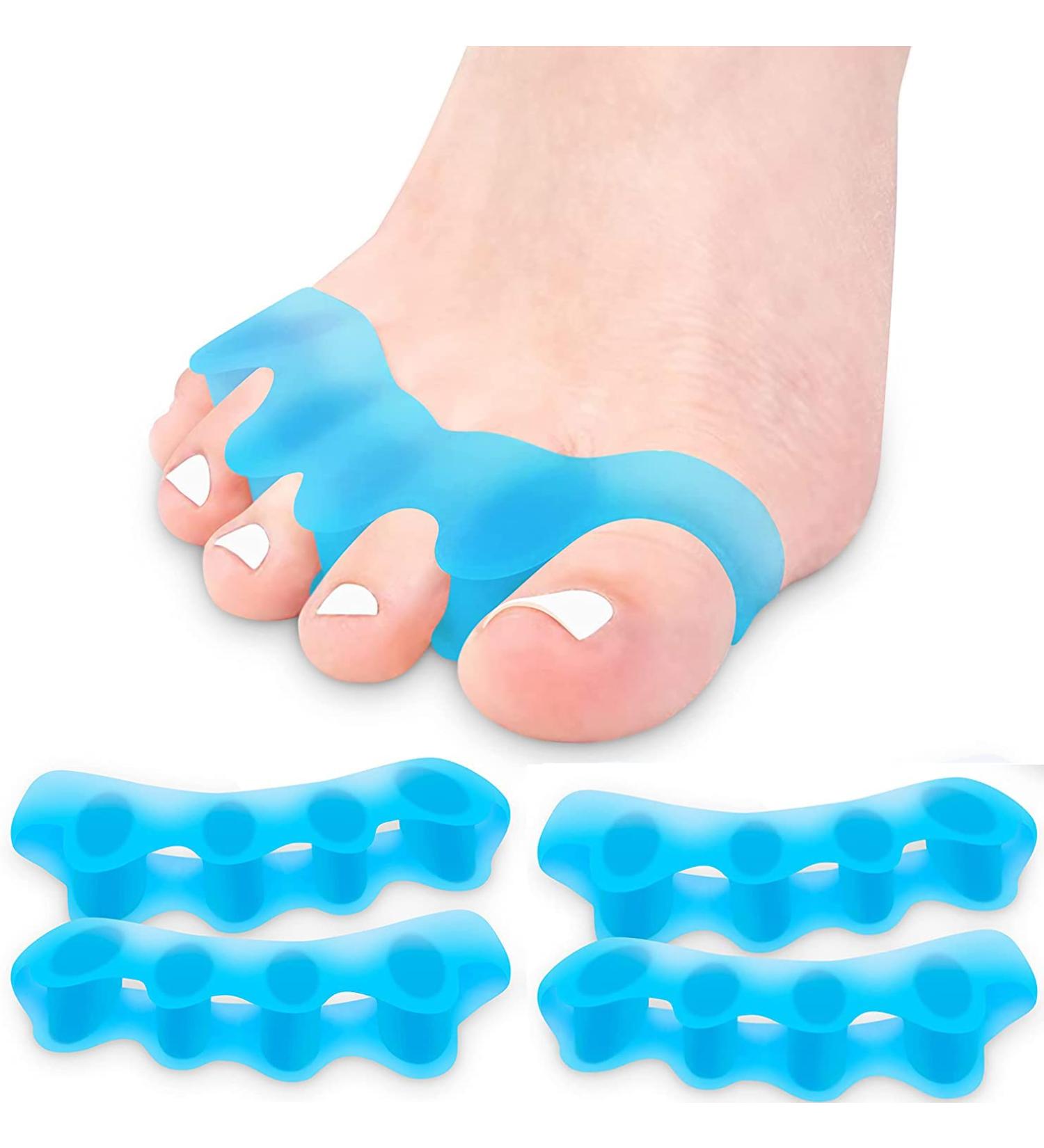 2 Pairs Blue Gel Toe Separator & Bunion Corrector for Women - Silicone Yoga Toe Straightener & Foot Stretcher - Big Toe Spacers & Spreaders (4 pcs) - Buy Online on GoSupps.com