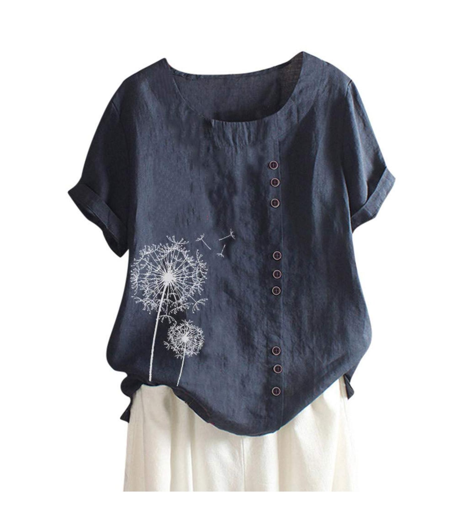 T-Shirt Women's Summer Blouse Short Sleeve T-Shirt V-Neck Clothing Woman Loose Comfortable Crew Neck Clothes Pullover Teenager Pullover with Print T-Shirt Loose Navy L - Buy Online on GoSupps.com